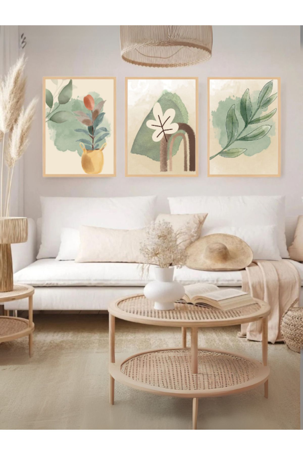 Tuba Decor 3 Parça Ahşap Çerçeve Görünümlü Mdf Tablo Seti