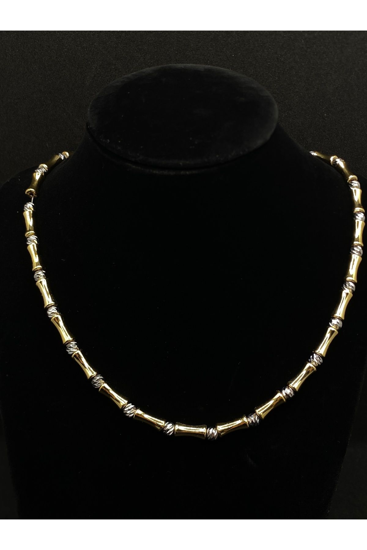 Jiji Jewelery Şık Modern Yazlık Gümüş ve Altın Renk Paslanmaz Çelik Kolye