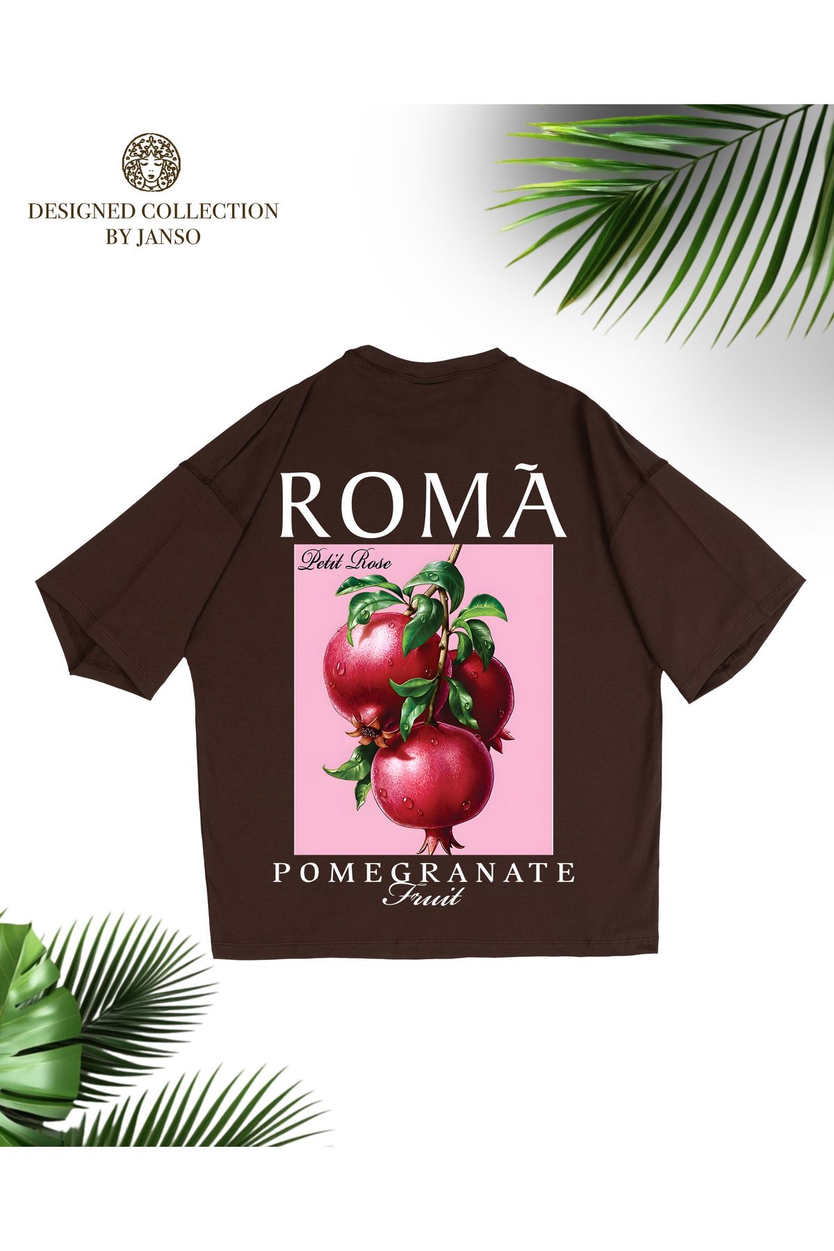 JANSO GROUP - KADIN KISA KOLLU NAR BASKILI PAMUKLU TSHIRT