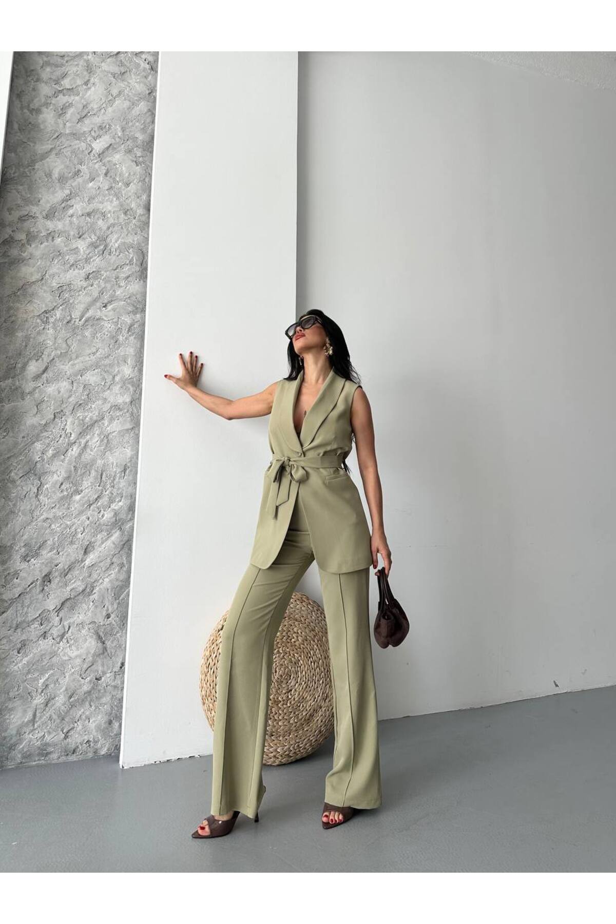 Belted Vest and Trousers Set - Görsel 3