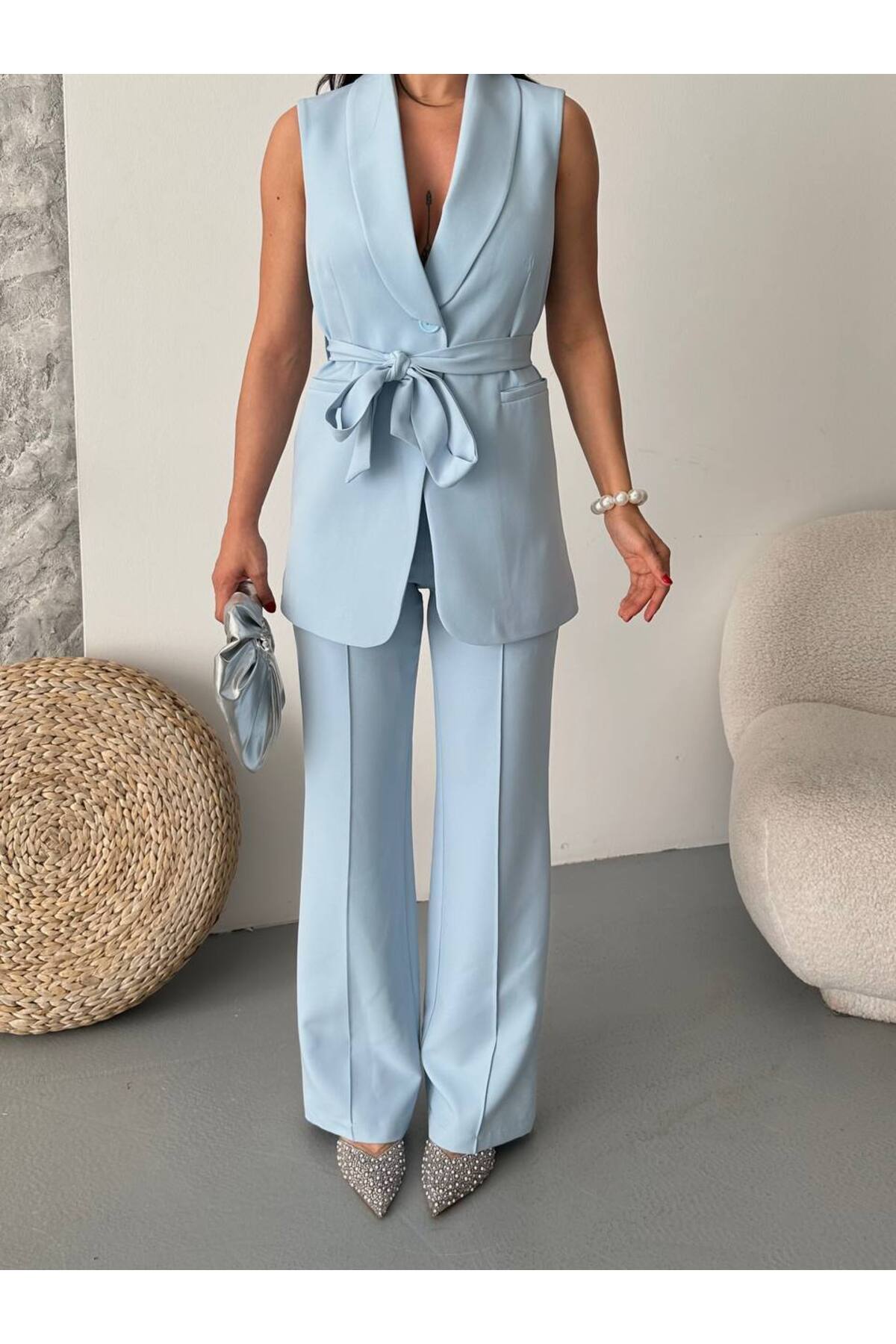 Belted Vest and Trousers Set - Görsel 7
