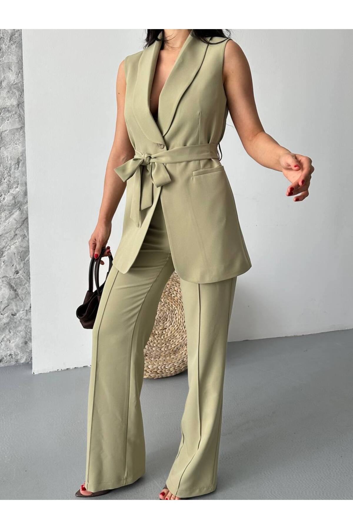 Belted Vest and Trousers Set - Görsel 6
