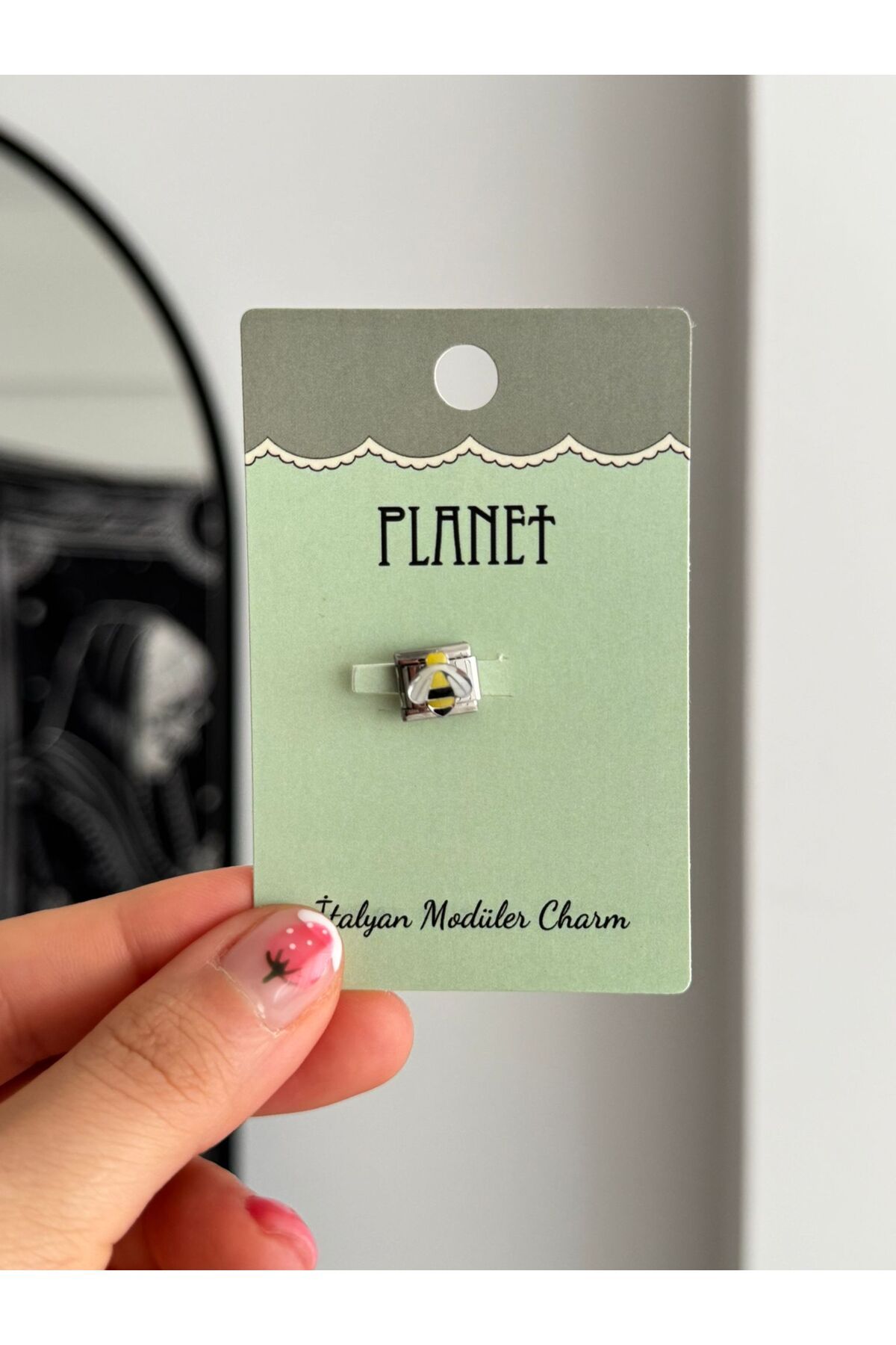 Planet Butik Arı Kartlı İtalyan Charm