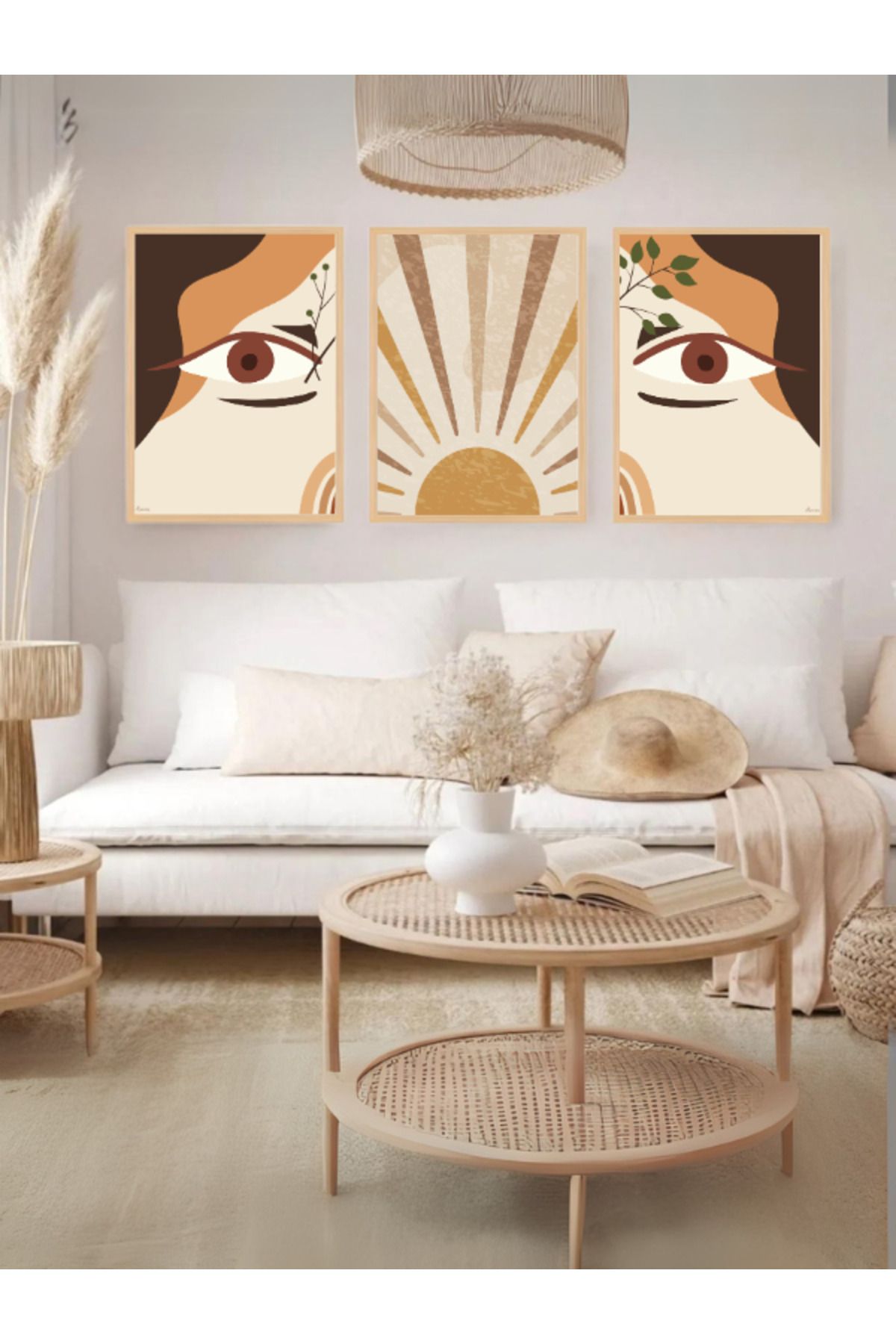 Tuba Decor 3 Parça Ahşap Çerçeve Görünümlü Mdf Tablo Seti