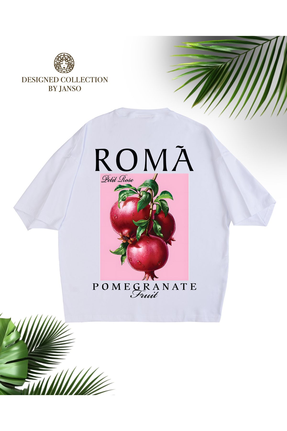 JANSO GROUP - KADIN KISA KOLLU NAR BASKILI PAMUKLU TSHIRT