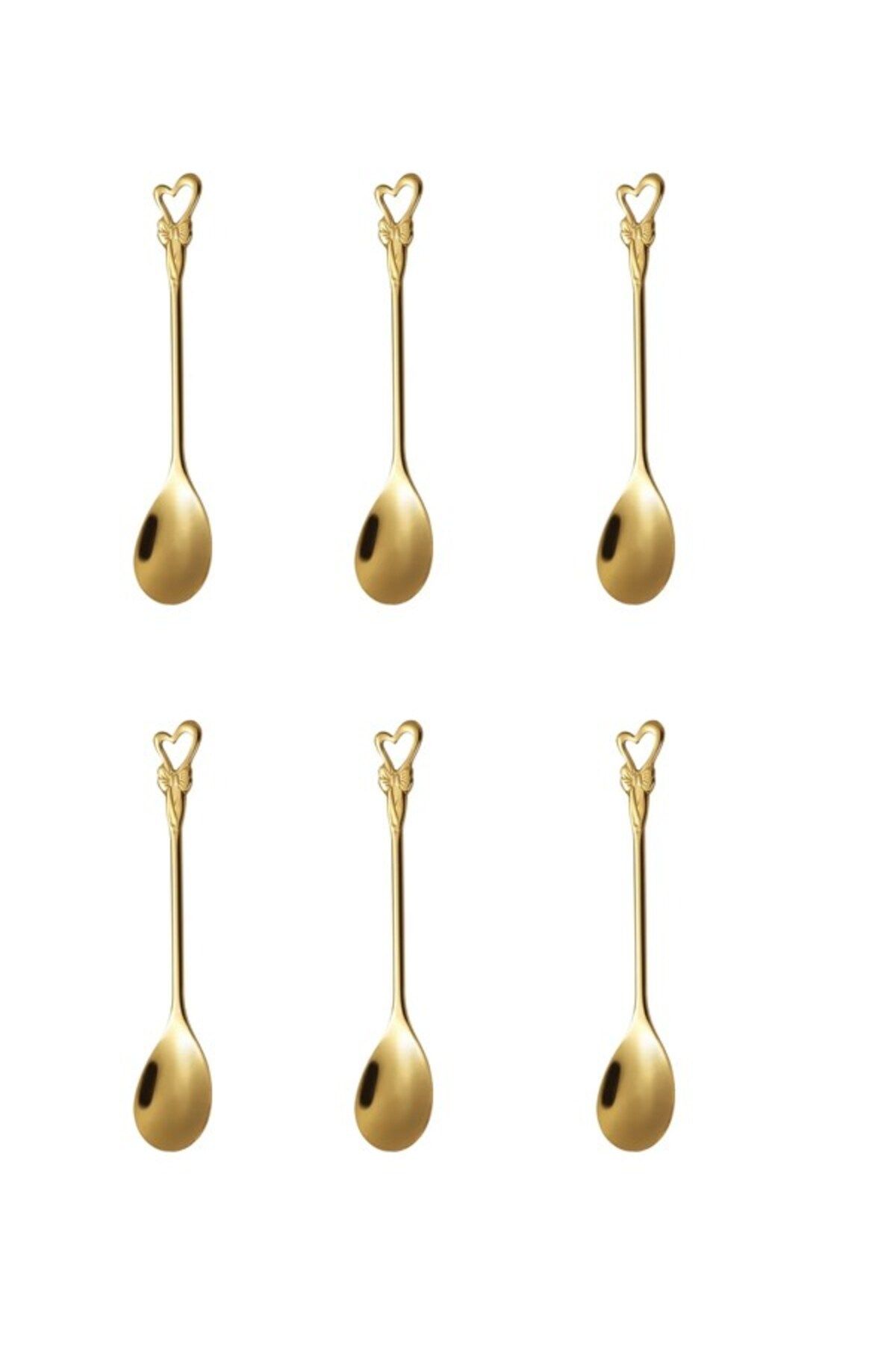 Qerhome 6'lı Golden Bloom Serisi 6'lı Çay Kaşığı Kalp Model