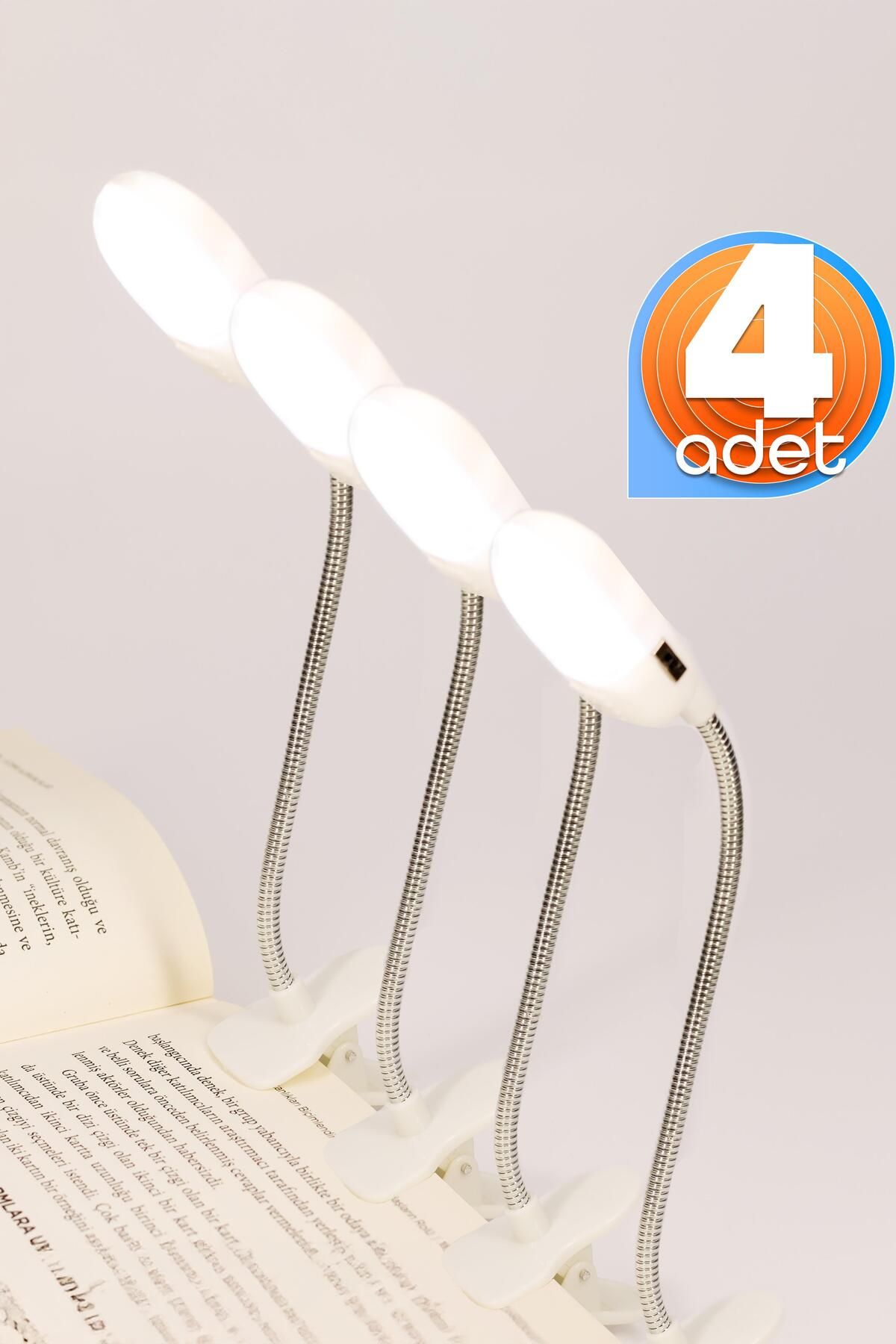 Telvesse 4 ADET Kitap Okuma Işığı Mandallı Çok Fonksiyonlu LED Mini Çalışma Lambası Pilli Spiral Gövde 168B