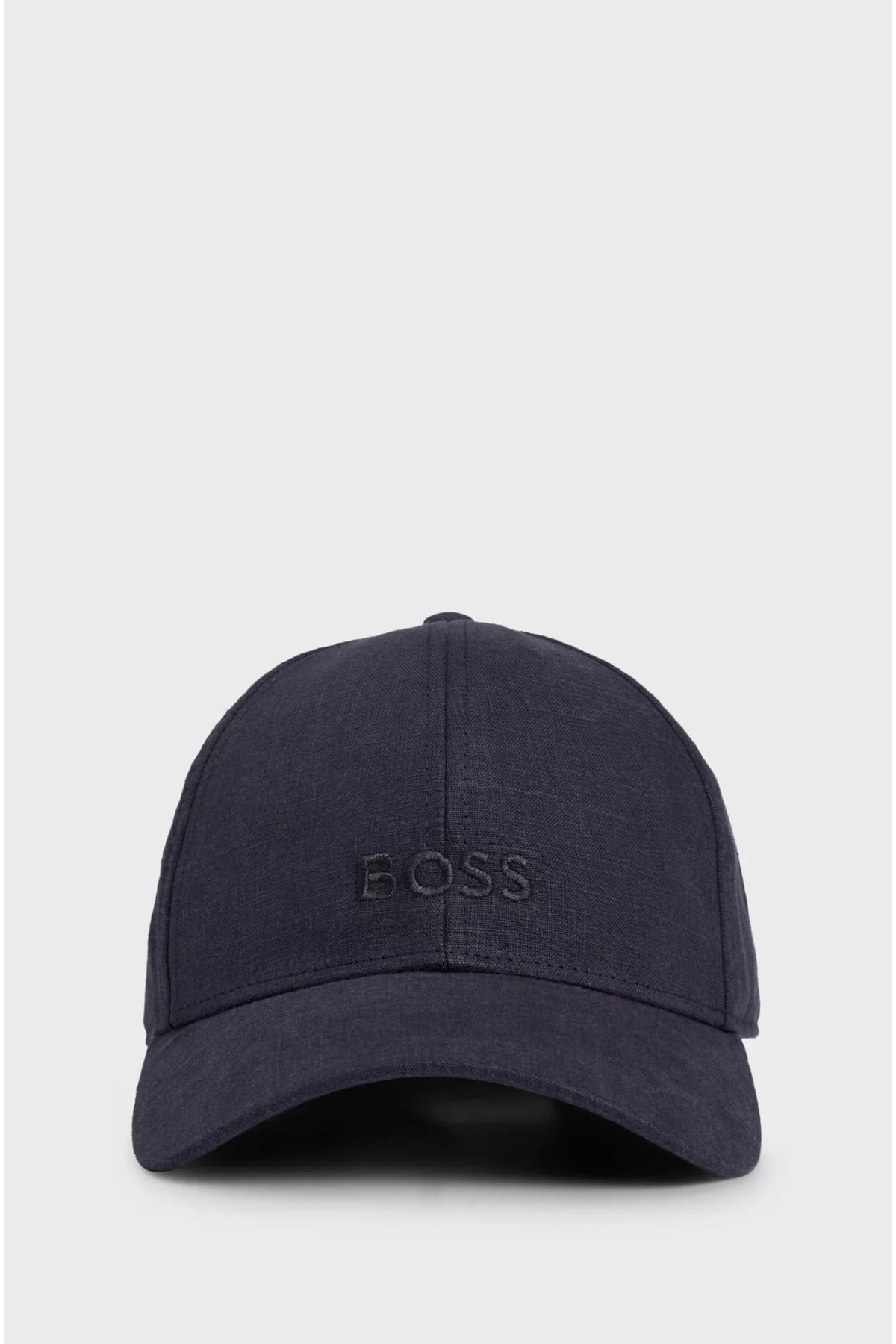 BOSS Erkek Logo İşlemeli Ayarlanabilir Metal Tokalı Keten Lacivert Spor Şapka 50539422-404