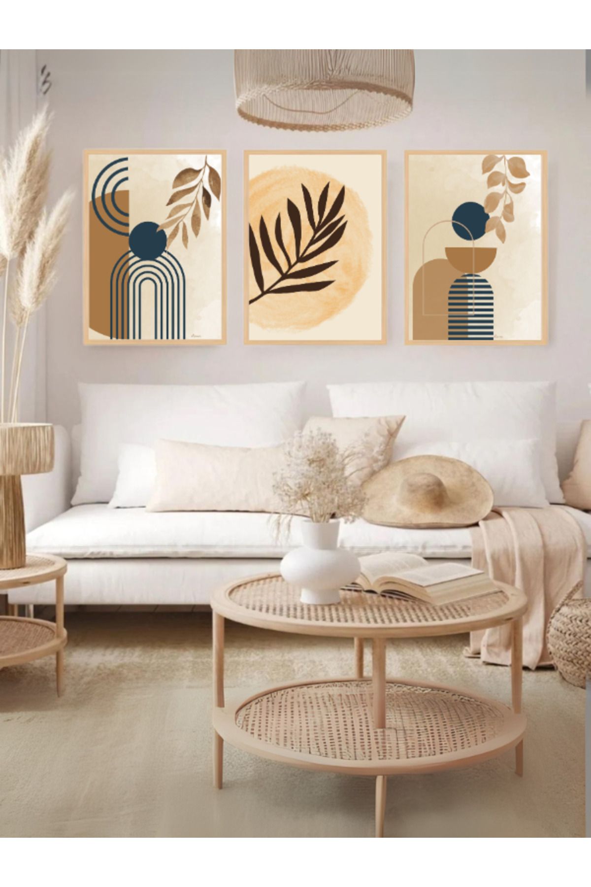 Tuba Decor 3 Parça Ahşap Çerçeve Görünümlü Mdf Tablo Seti
