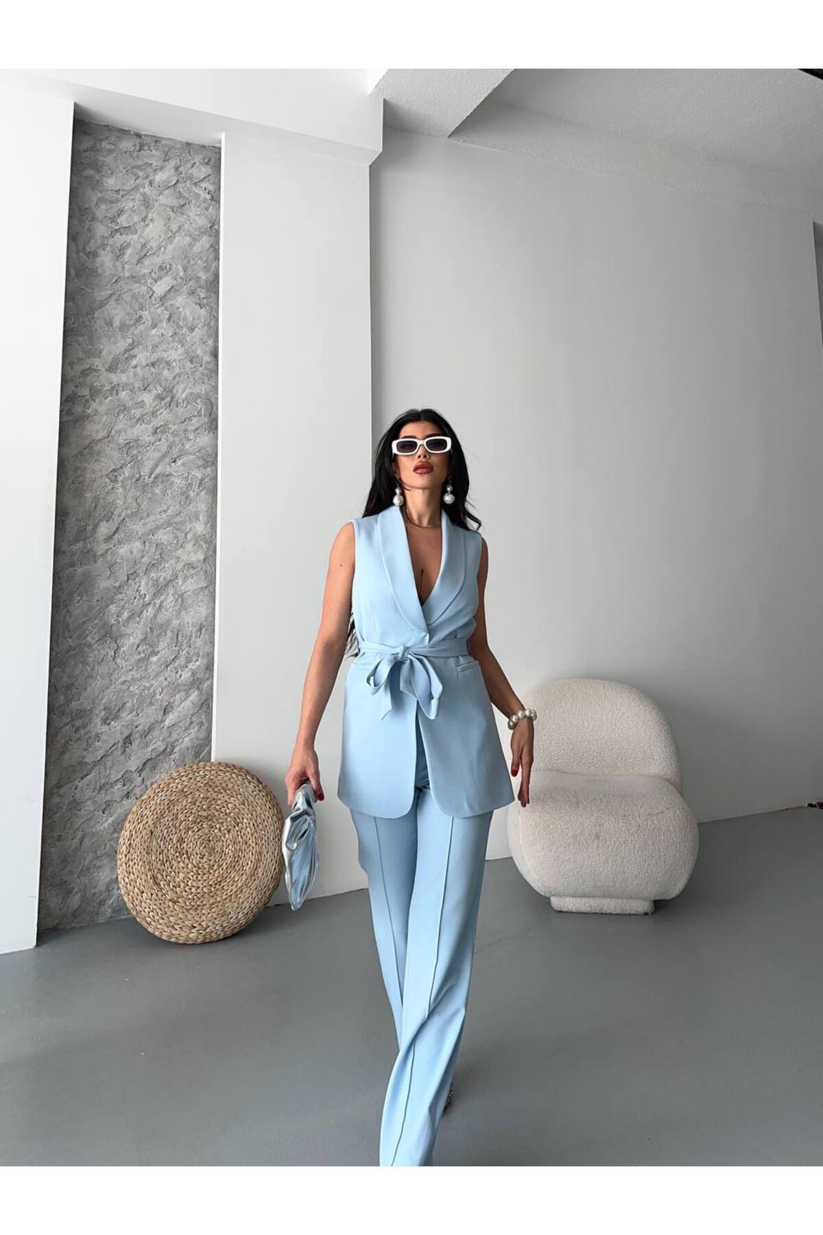Belted Vest and Trousers Set - Görsel 3