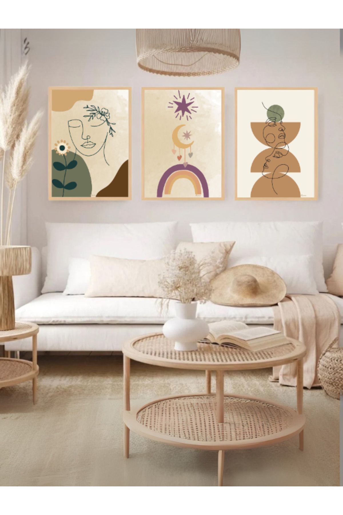 Tuba Decor 3 Parça Ahşap Çerçeve Görünümlü Mdf Tablo Seti