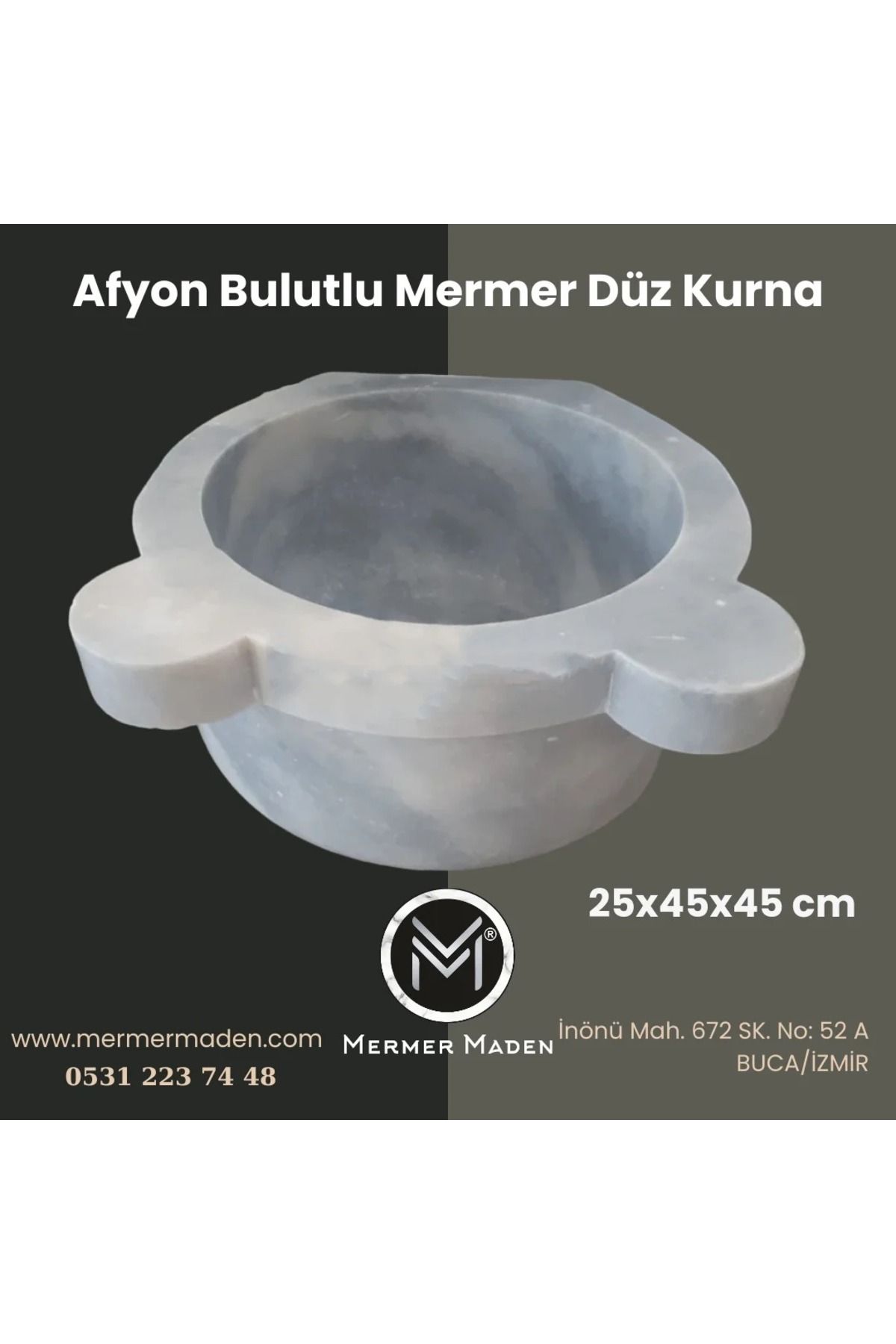 MermerMaden Afyon Bulutlu Mermer Düz Kurna