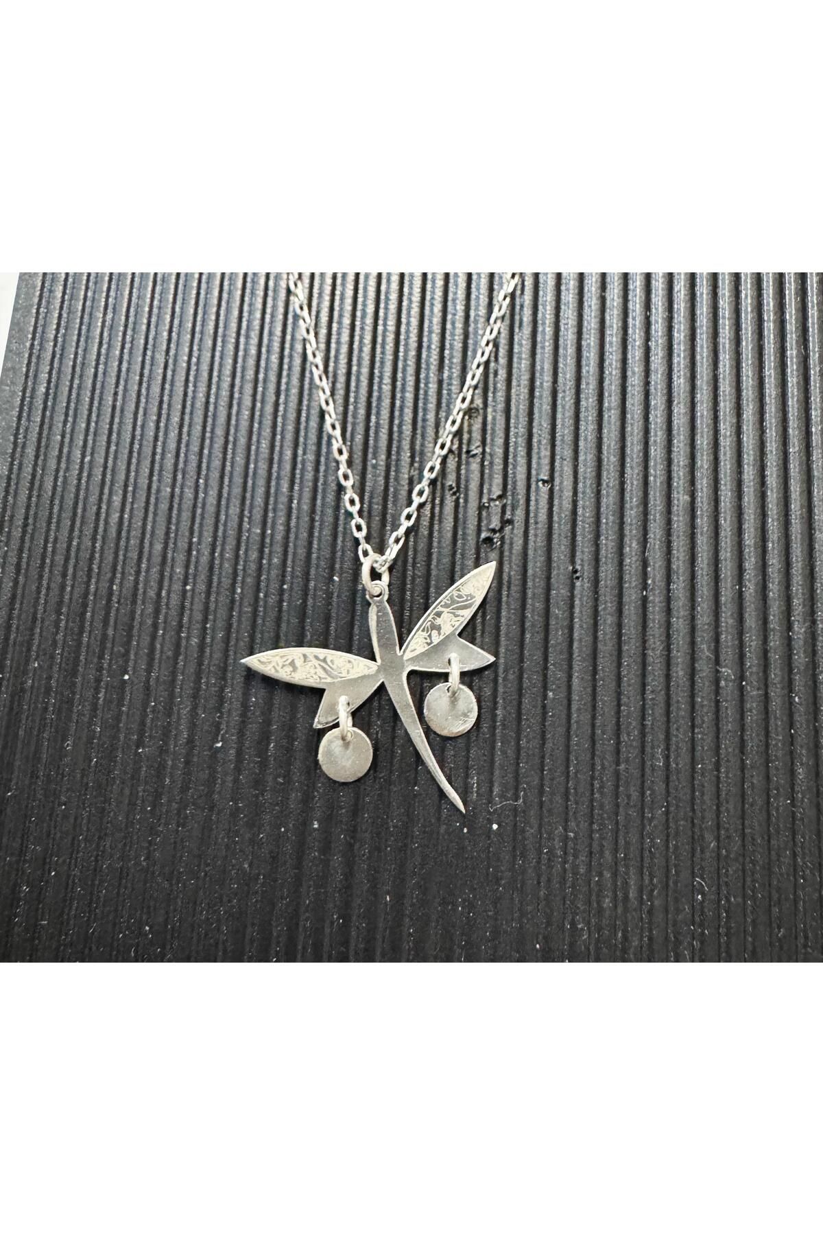 ASEL SILVER El Yapımı Etnik Desenli Yusufçuk Figürlü Kolye – Gümüş 925 ayar