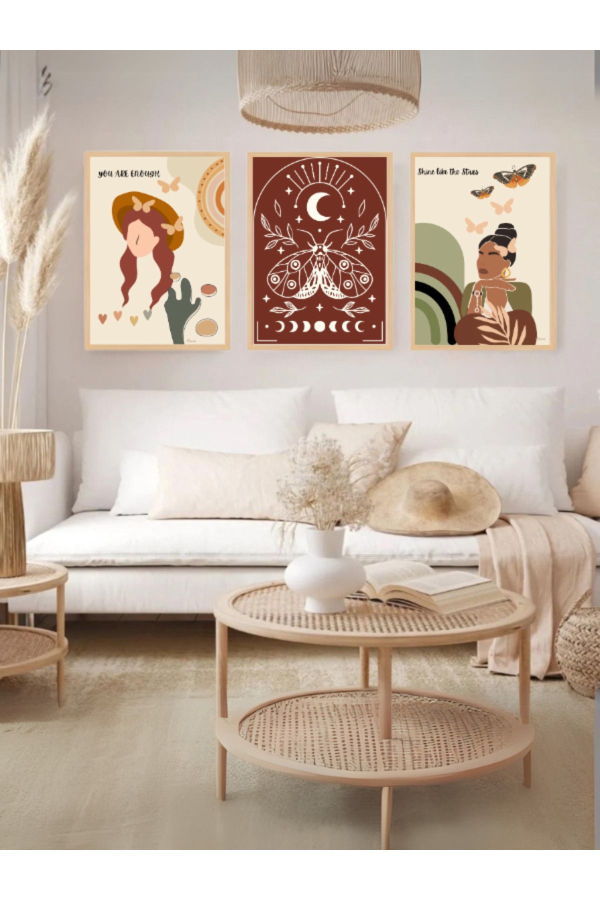 Tuba Decor 3 Parça Ahşap Çerçeve Görünümlü Mdf Tablo Seti