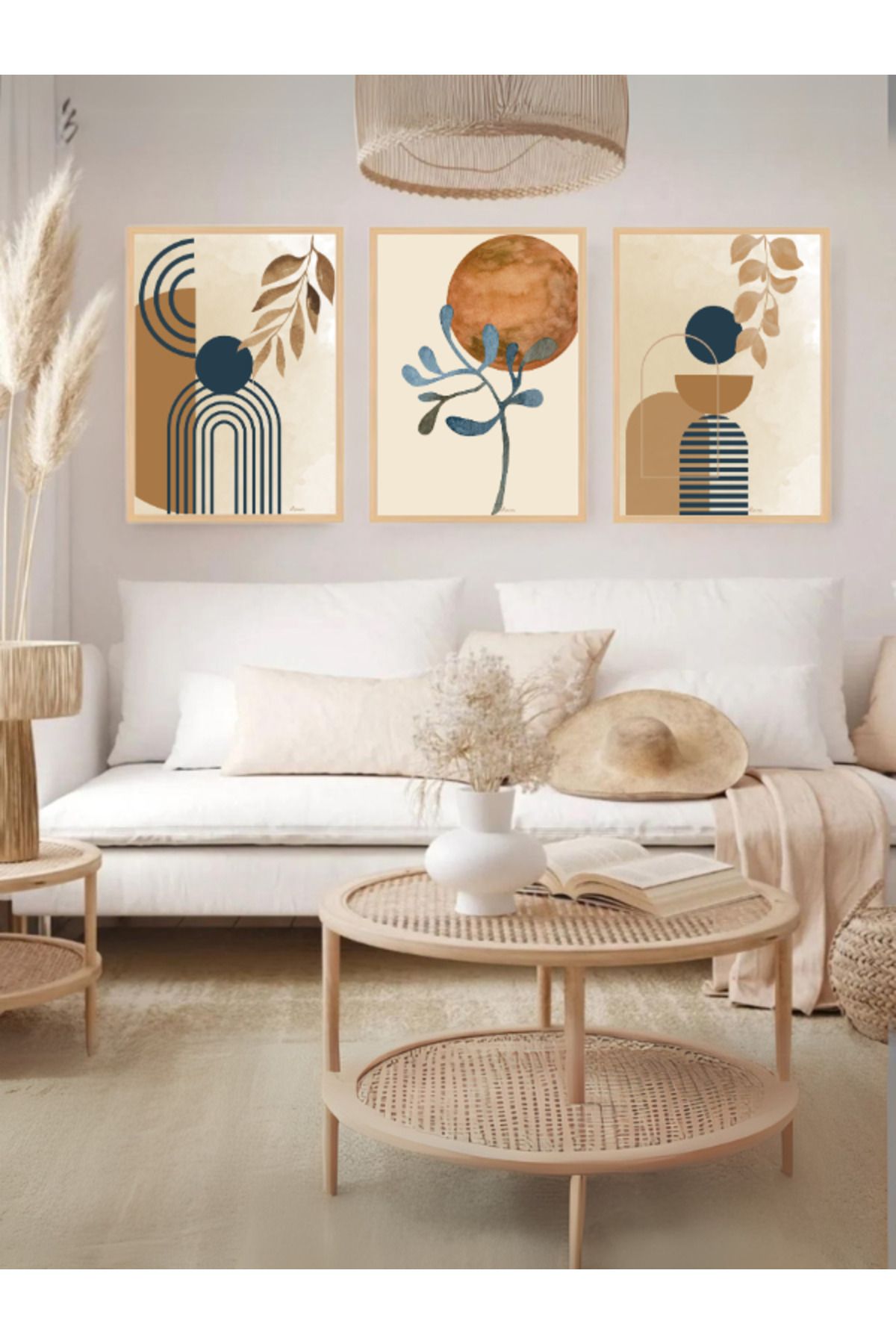 Tuba Decor 3 Parça Ahşap Çerçeve Görünümlü Mdf Tablo Seti
