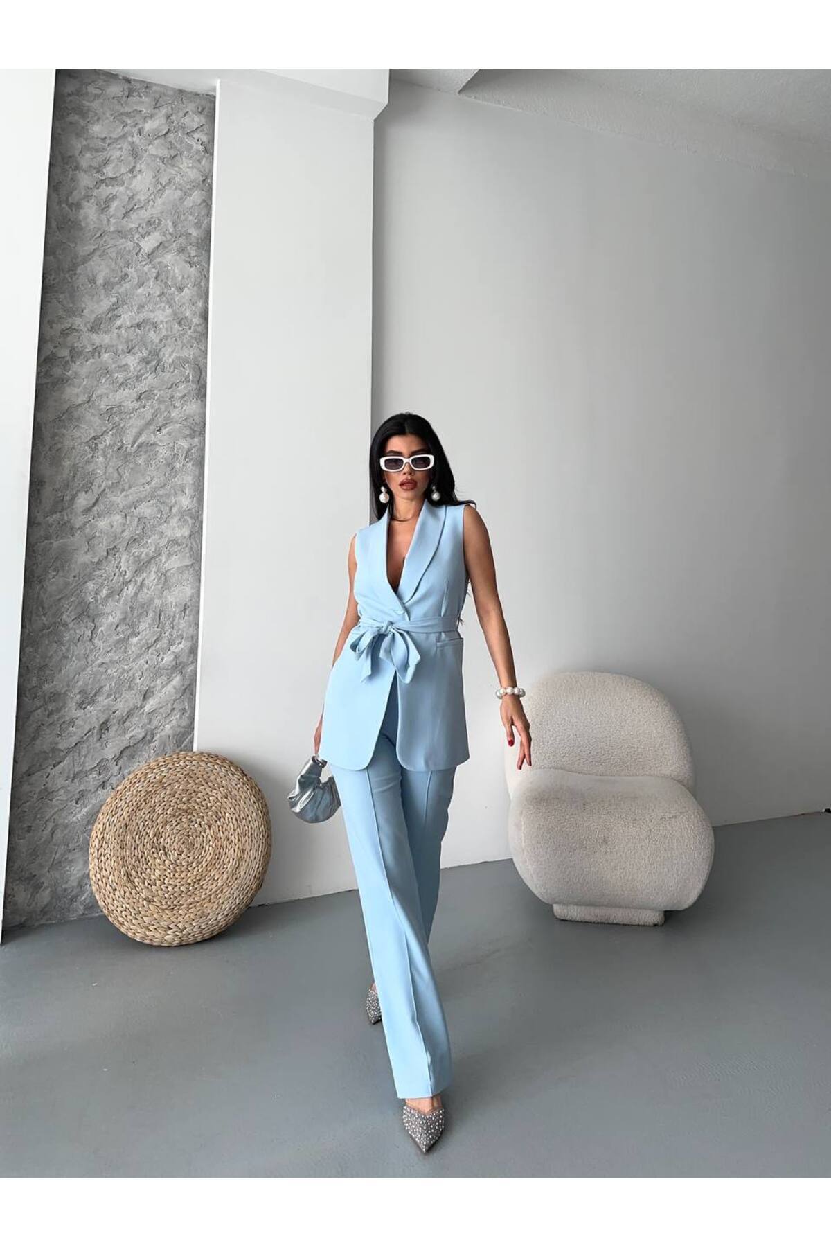 Belted Vest and Trousers Set - Görsel 4
