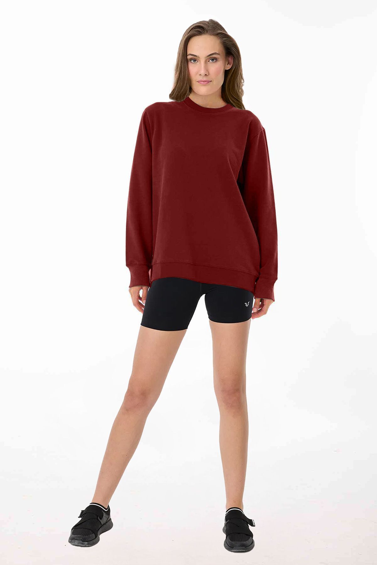 aradimtaradim Peak Kadın Rumba Koyu Oversize Bisiklet Yaka Basic Sweatshirt 7015