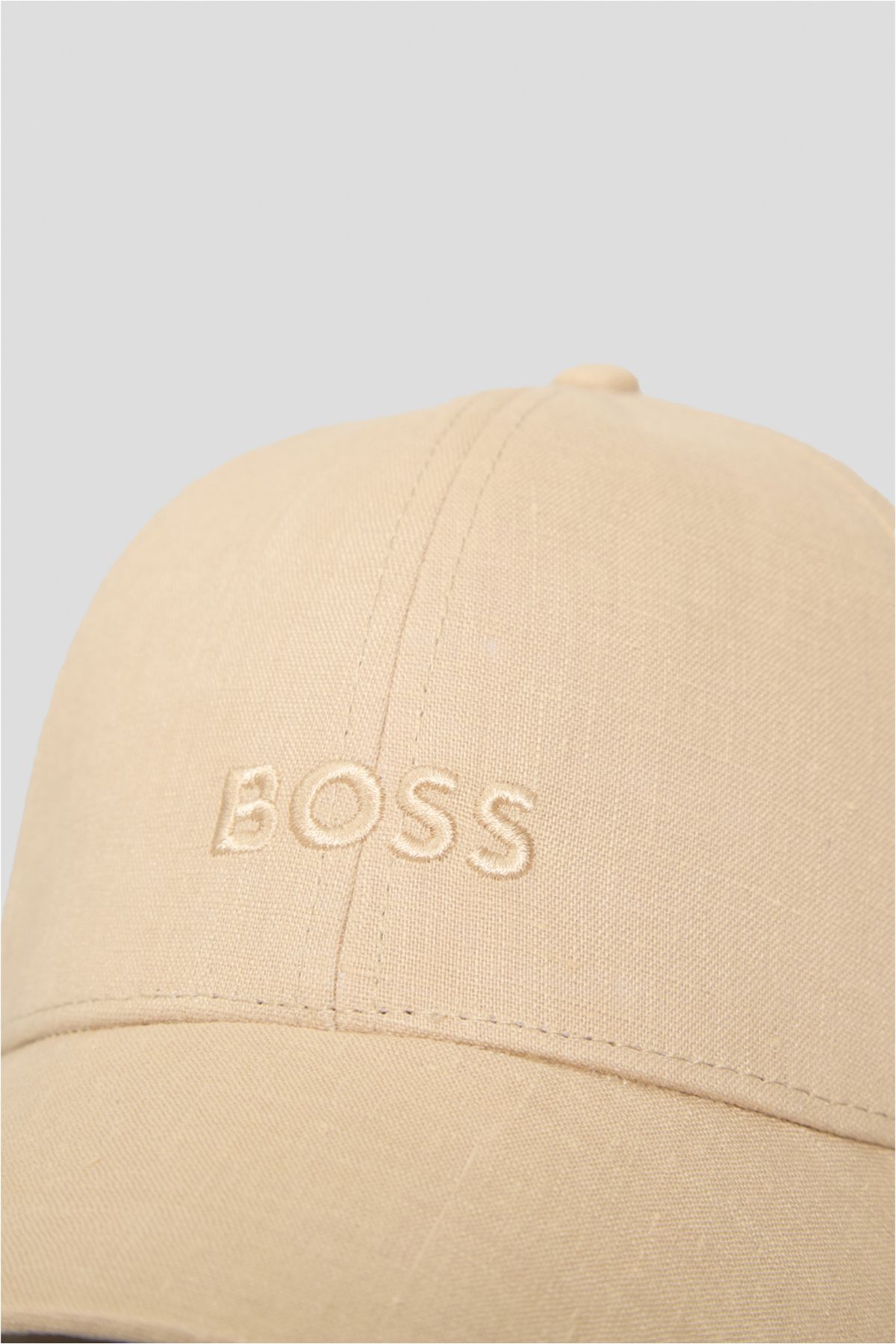 کلاه ورزشی مردانه آرم دوزی قابل تنظیم فلزی دست و پنجه نرم کتانی BEIGE 50539422 275 BOSS