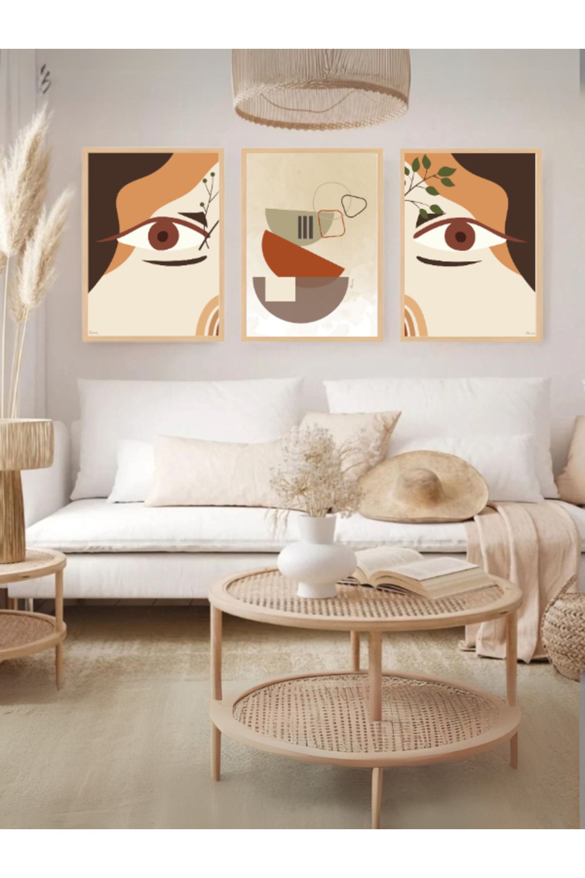 Tuba Decor 3 Parça Ahşap Çerçeve Görünümlü Mdf Tablo Seti
