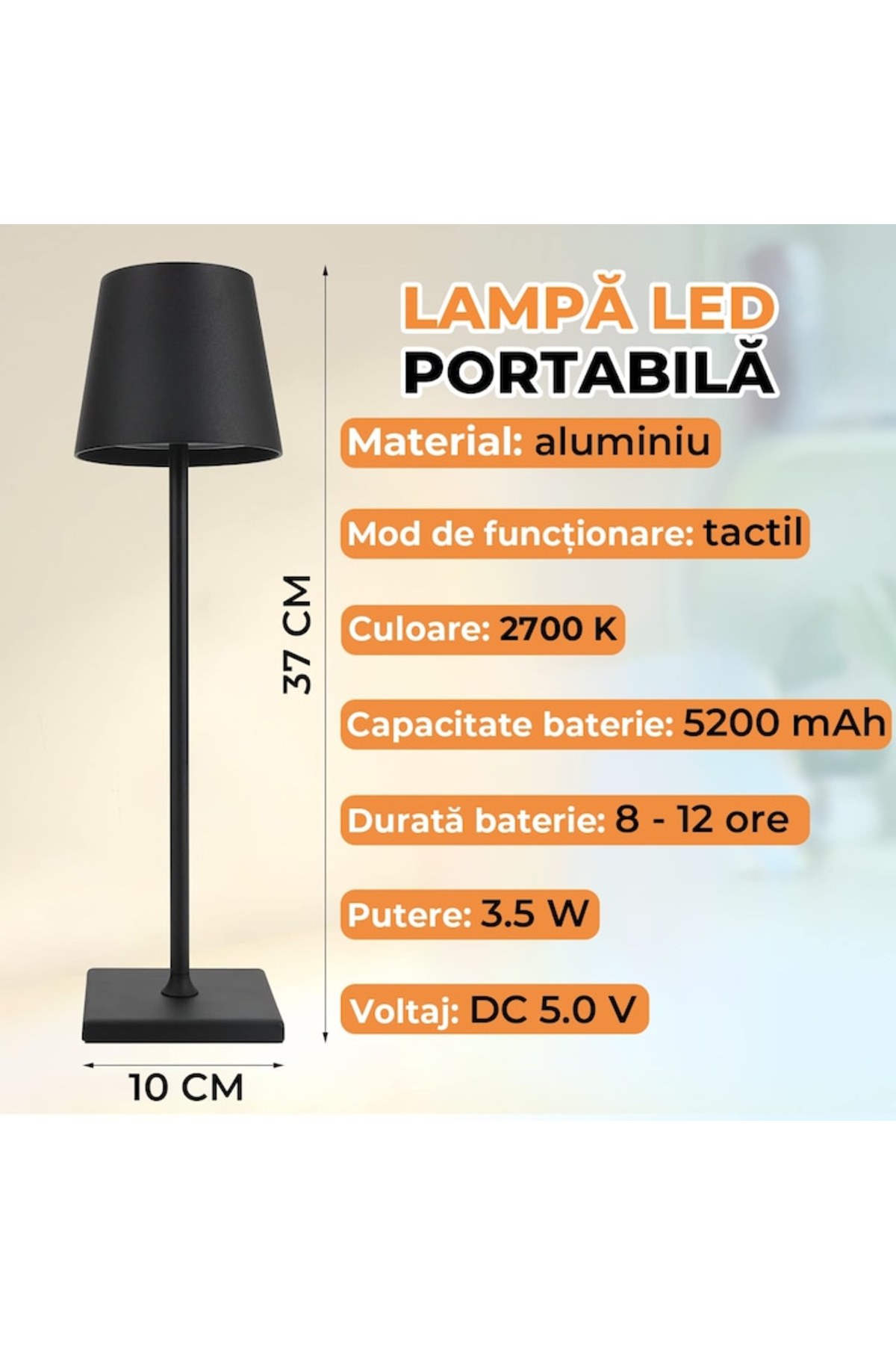 varioshop-VarioShop® rechargeable touch LED table lamp, ambient lamp with touch control, sleep function 6