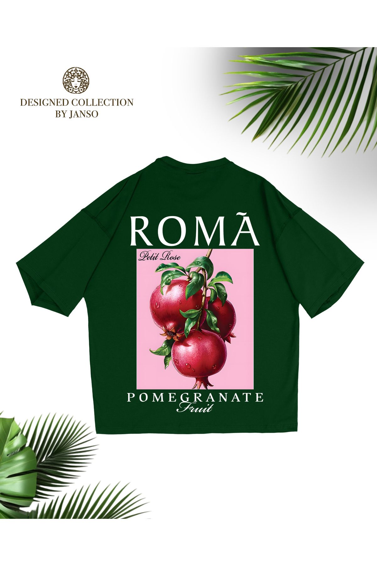 JANSO GROUP - KADIN KISA KOLLU NAR BASKILI PAMUKLU TSHIRT