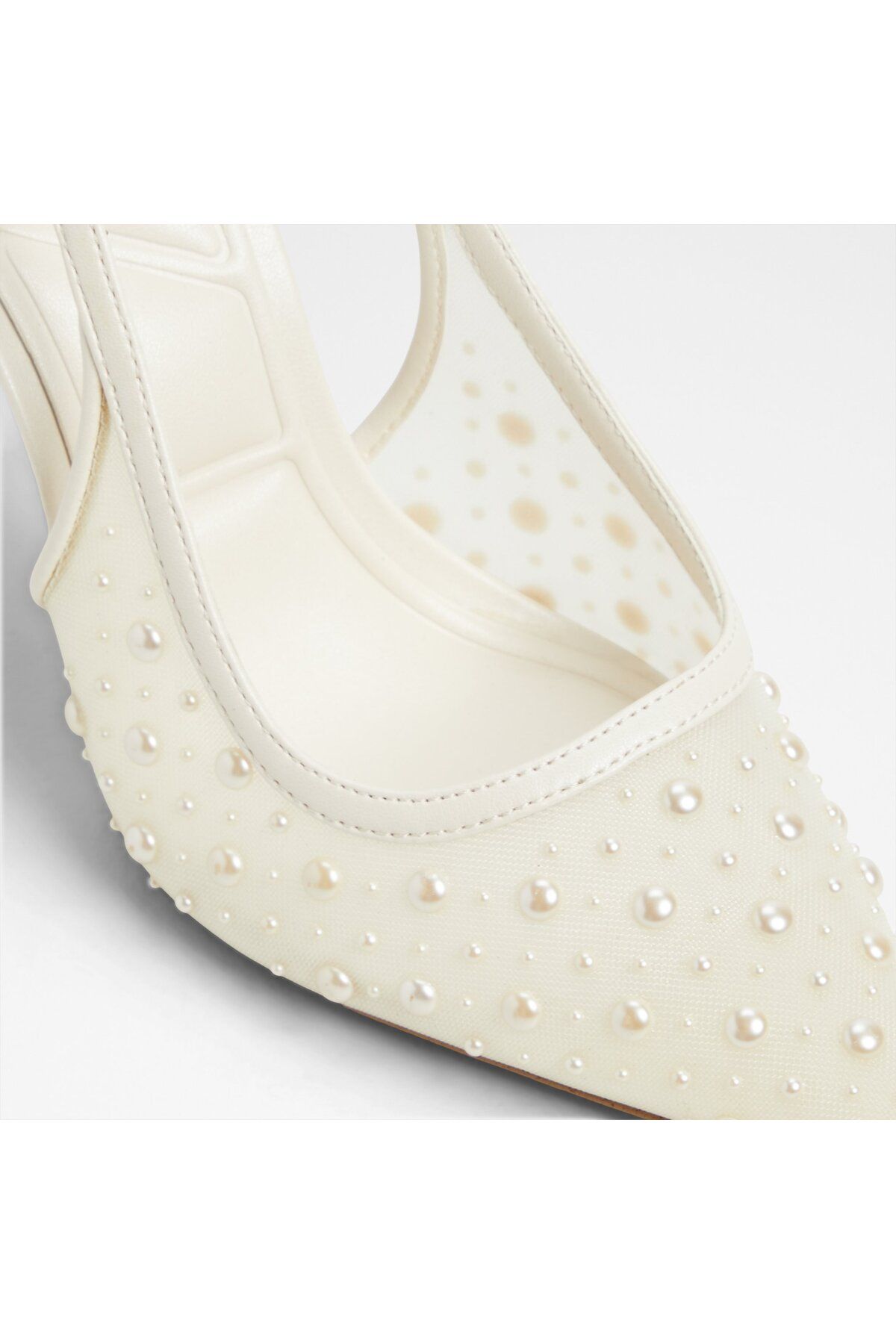 Aldo-Pearlescent - Pantofi de damă textil alb cu toc subțire 7