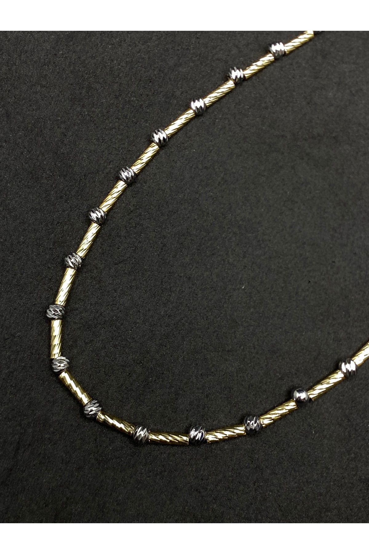 Jiji Jewelery Şık Modern Yazlık Gümüş ve Altın Renk Paslanmaz Çelik Kolye