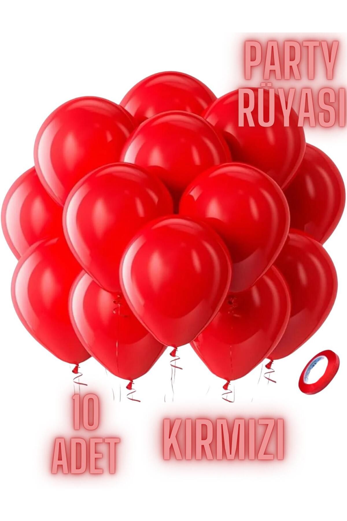 partyrüyası 10 Adet Kırmızı Metalik Balon 12 Inç Metalik Ekstra Parlak Renk
