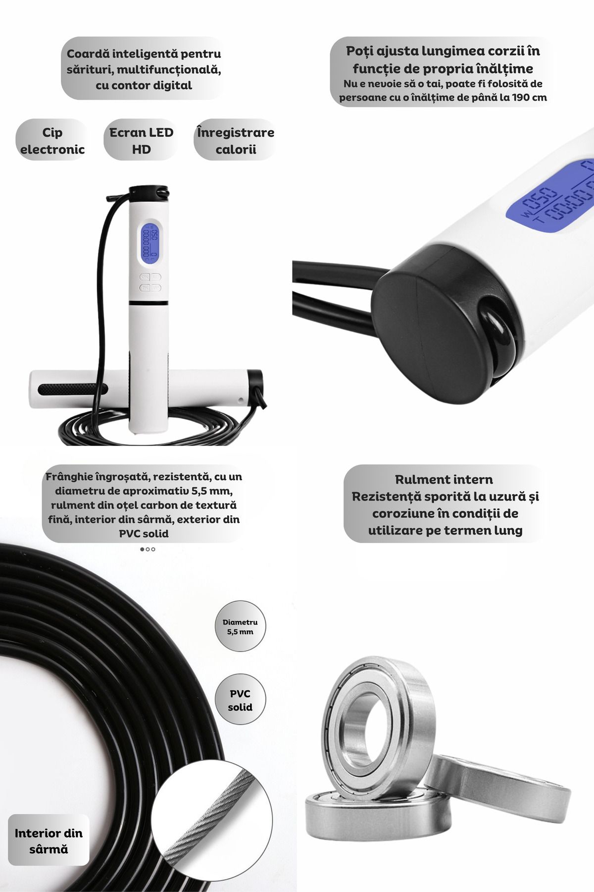 clickzu-Smart Jump Rope With Digital Counter & Removable Weights For Cardio, 5