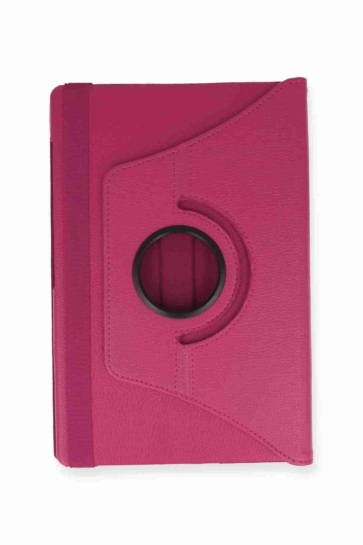 Fuchsia Tab M10 FHD Plus Uyumlu TB-X606F Standlı 360° Yatay Dikey Dönebilen Deri Tablet Kılıfı