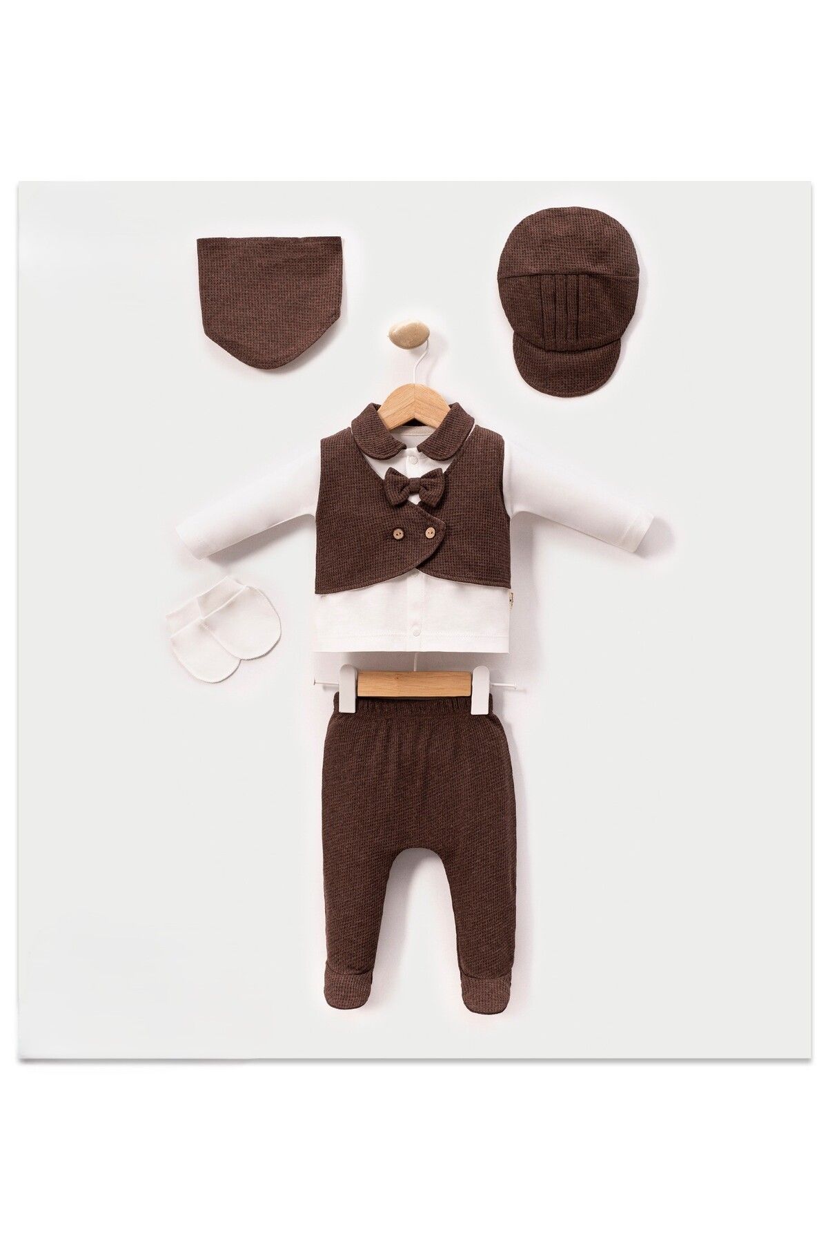 Bulut Baby Papyonlu Erkek Bebek 5'li Takım Hastane Çıkışı Set