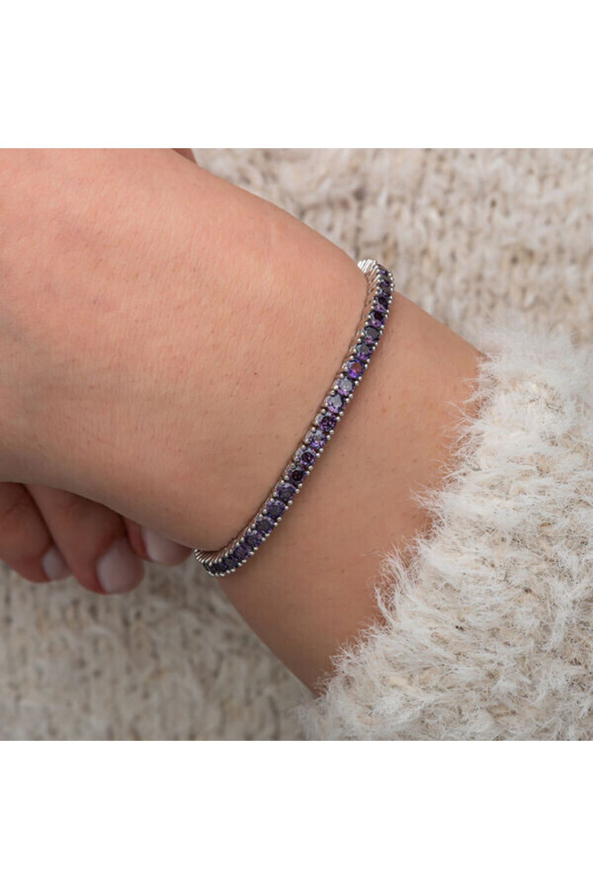 shop Su Yolu Zirkon TaşlıMor 925 Ayar Gümüş Bileklik