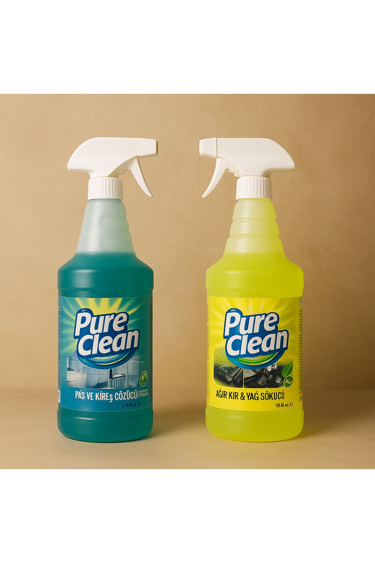 Max Pure Clean - 2'li Paket Yağ Çözücü ve Kireç Çözücü 1 Litre