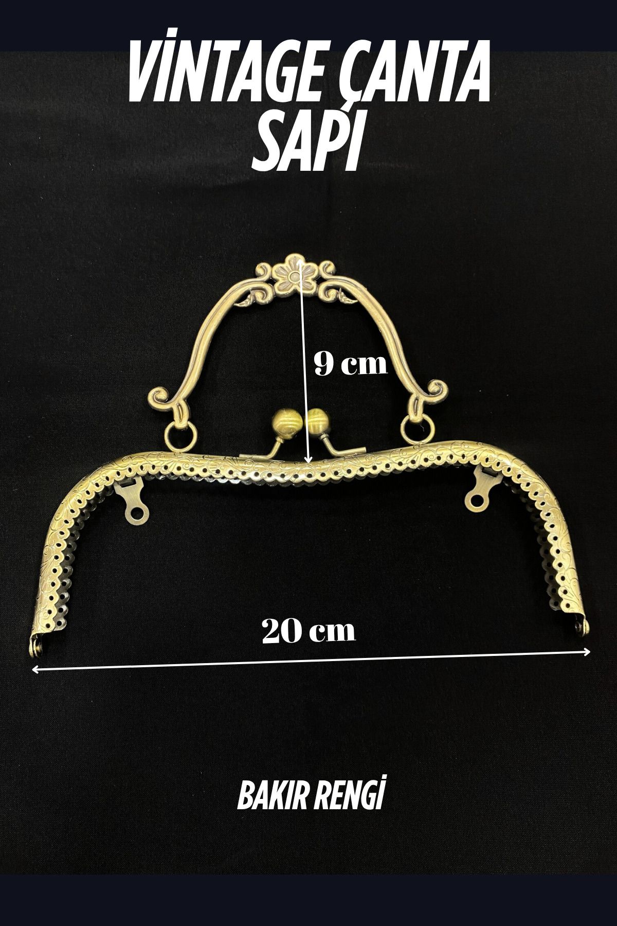 Kardelux Vintage Nostalji Kulplu Çanta Sapı Klipsi - 20cm