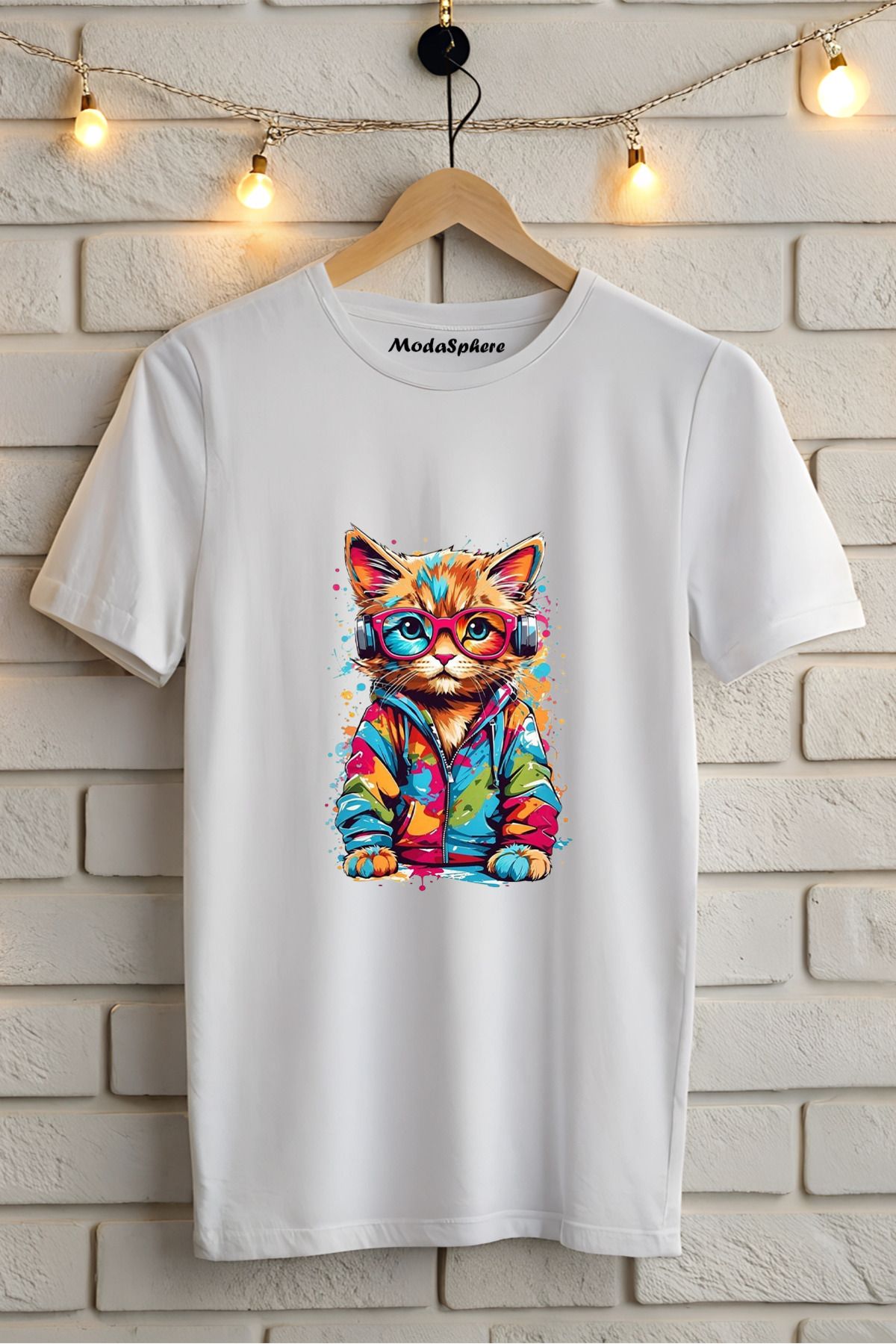 ModaSphere Kedi Baskılı Unisex Oversize Tişört