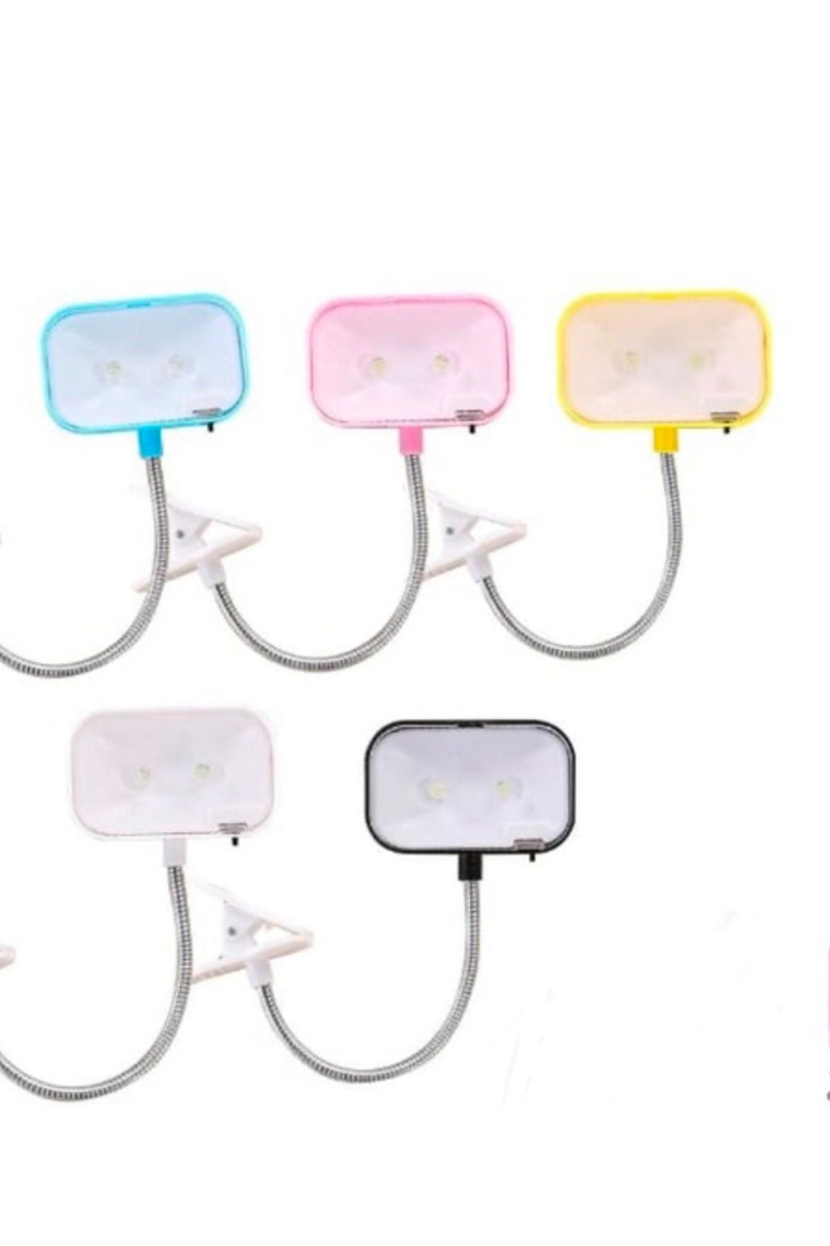 abnturk 17 Cm Siyah klipsli Kitap Okuma Işığı Led Kitap Arası Okuma Beyaz Işıklı Masa Lambası