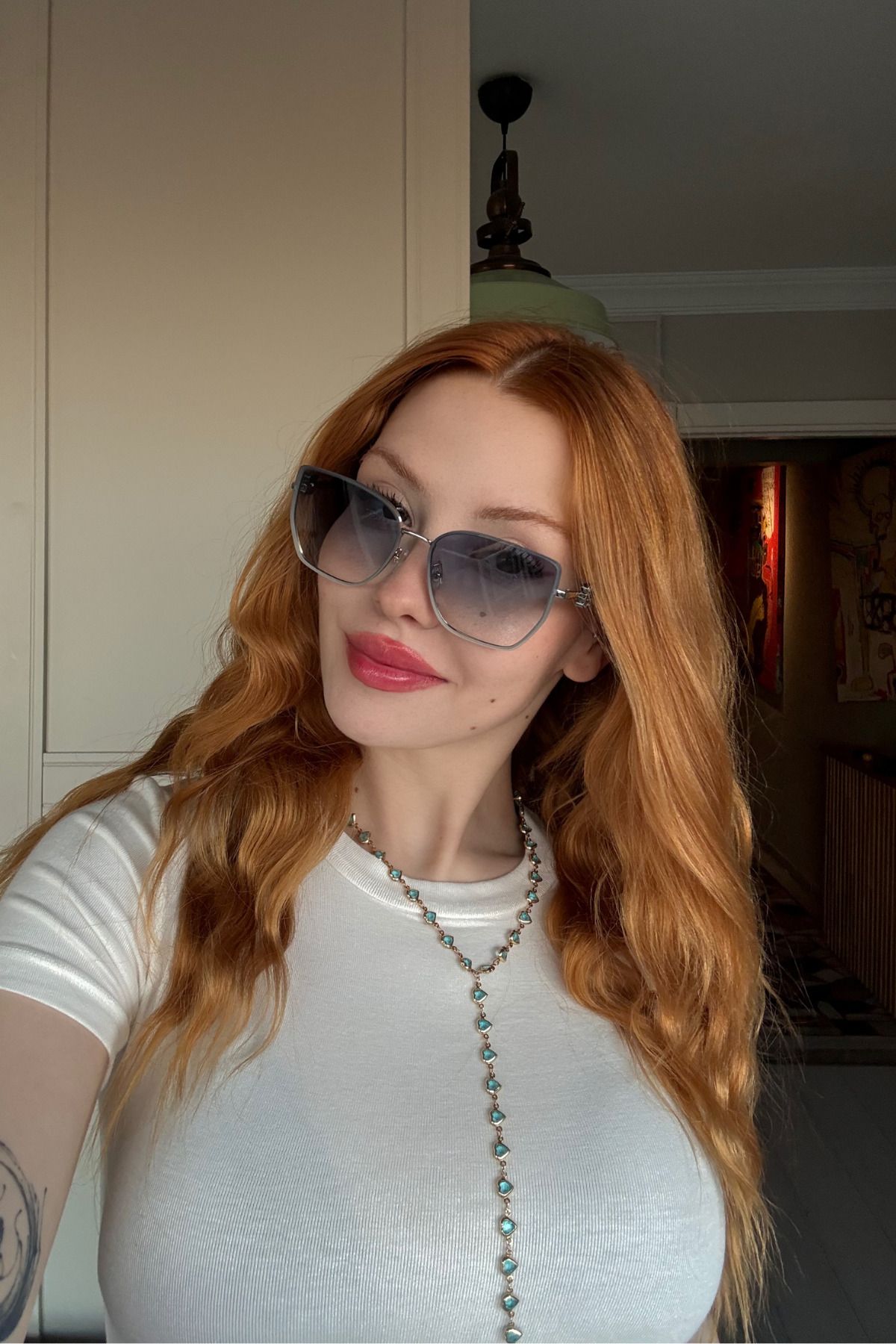 FALAN EYEWEAR Pox Kadın Cat-Eye Güneş Gözlüğü Turkuaz
