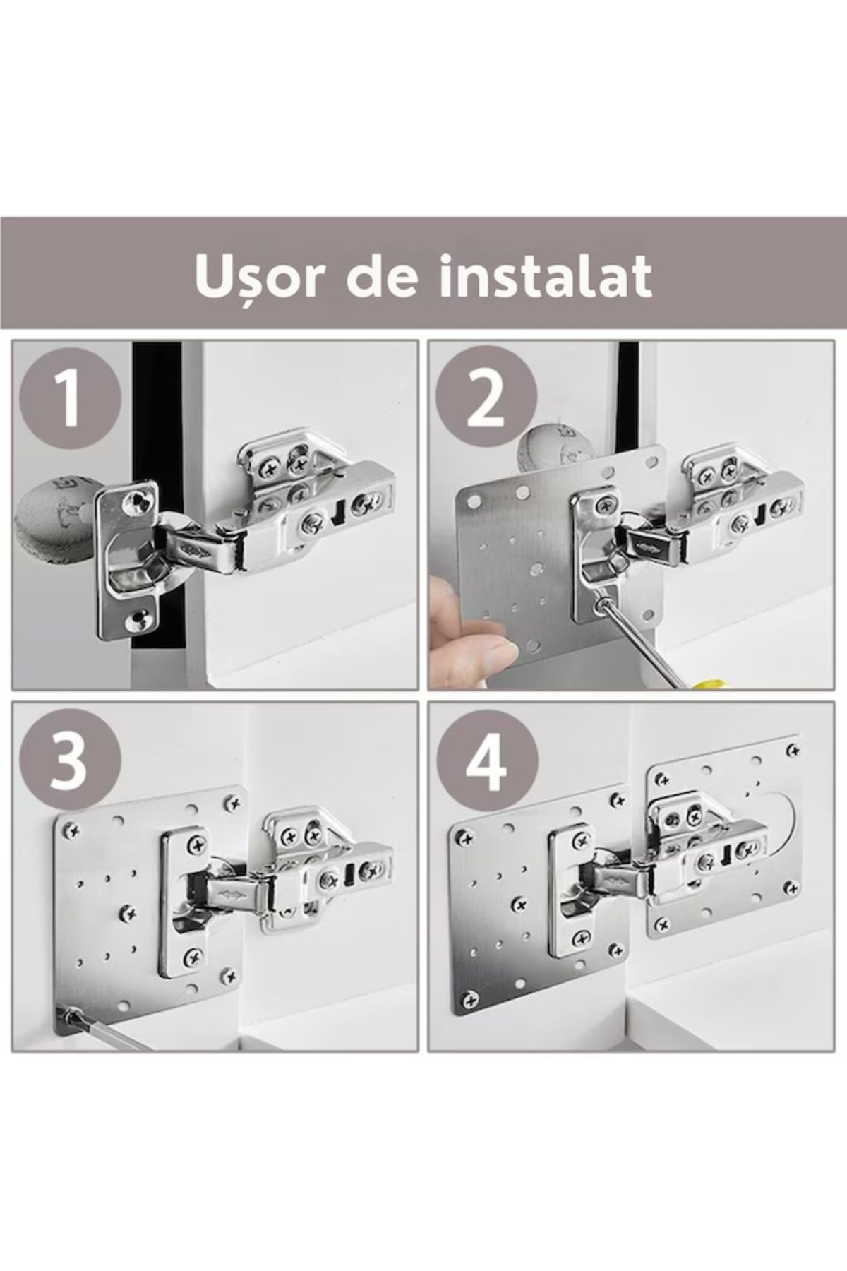 varioshop-Set of 4 VarioShop® Hinge Repair Fixing Plates, Universal Use, Easy to Install 8