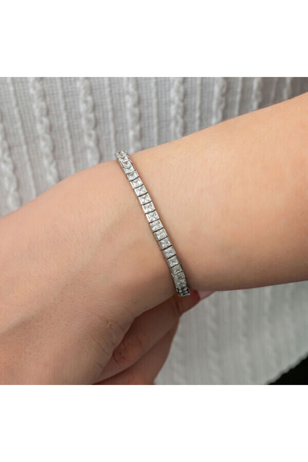 shop Su Yolu Beyaz Taşlı 925 Ayar Gümüş Bileklik