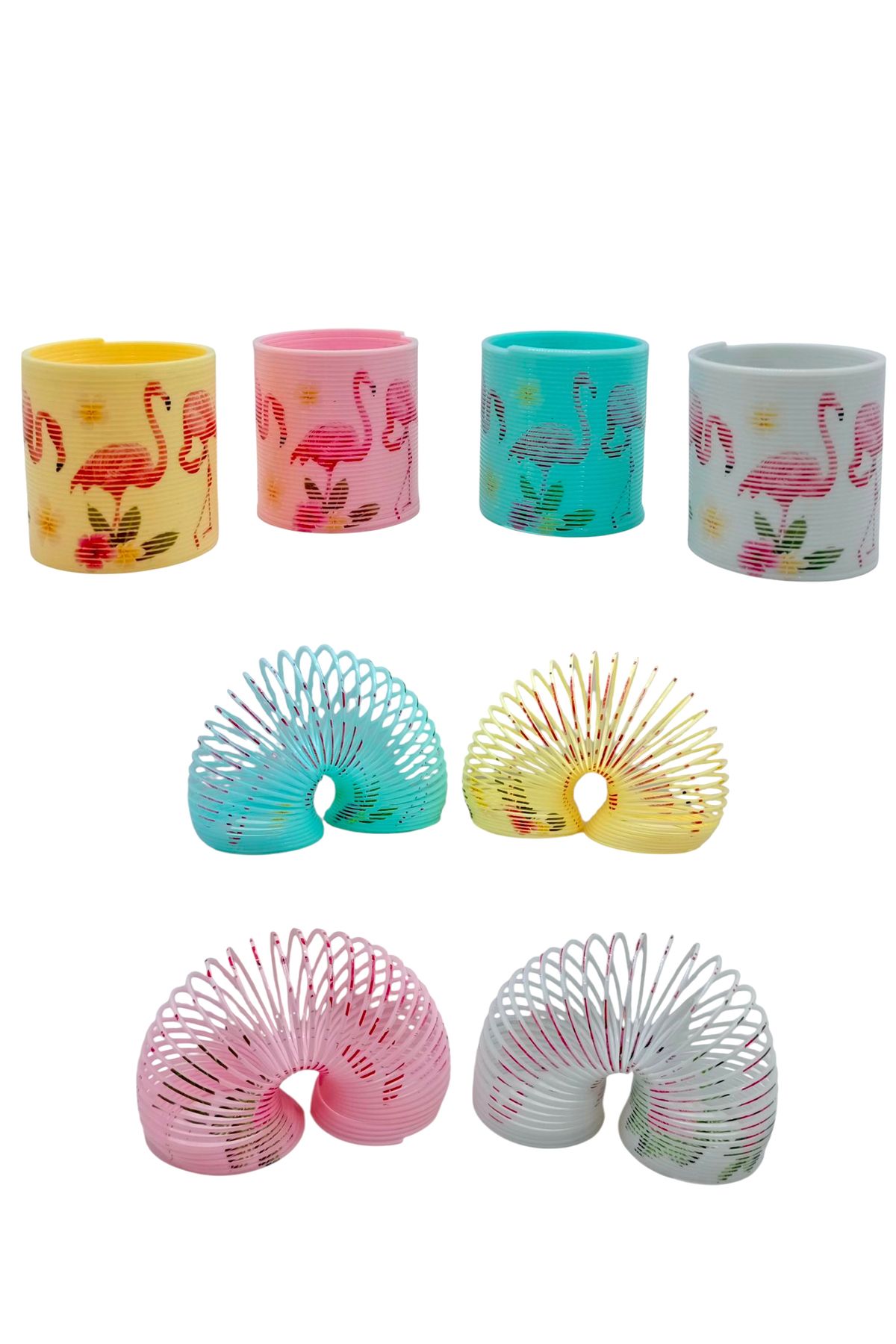 Limmy Flamingo Desenli Renkli Stres Yayı Oyuncak Stres Yayı - 5 cm çapında - 1 Adet