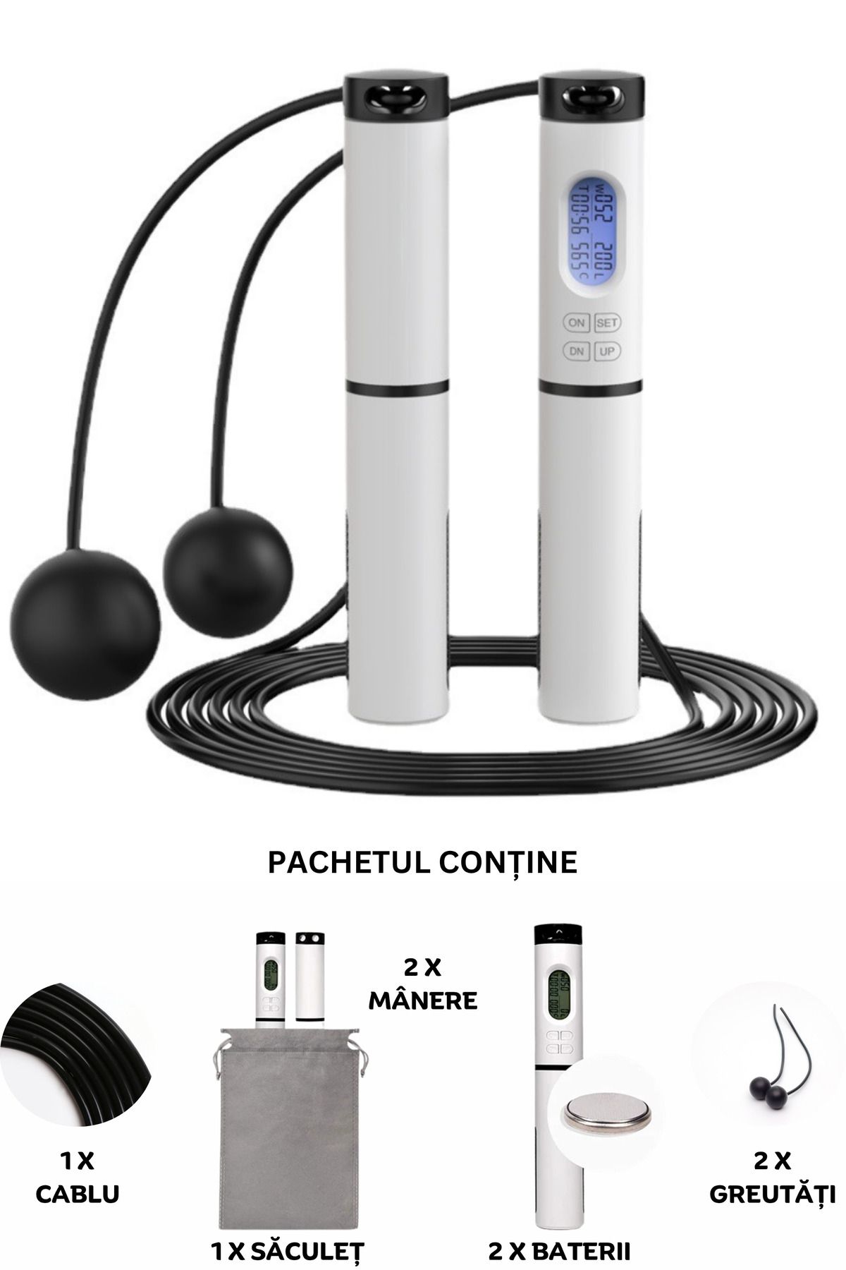 clickzu-Smart Jump Rope With Digital Counter & Removable Weights For Cardio, 1