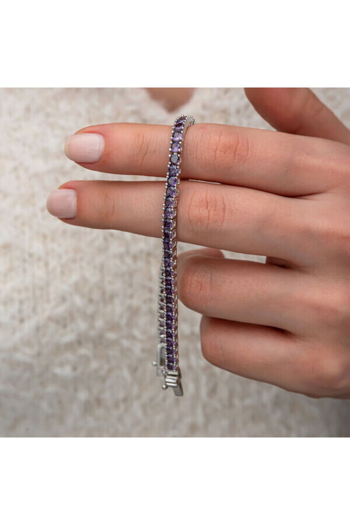 shop Su Yolu Zirkon TaşlıMor 925 Ayar Gümüş Bileklik