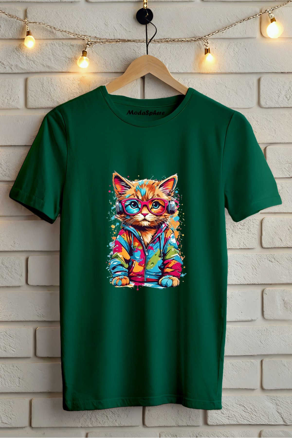 ModaSphere Kedi Baskılı Unisex Oversize Tişört