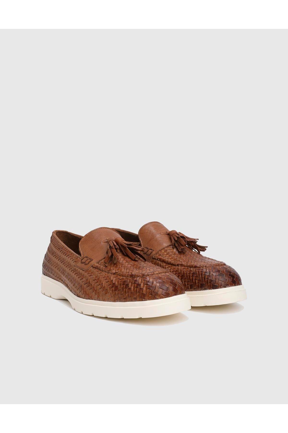 İLVİ Bawtry Hakiki Örgü Deri Taba Erkek Loafer