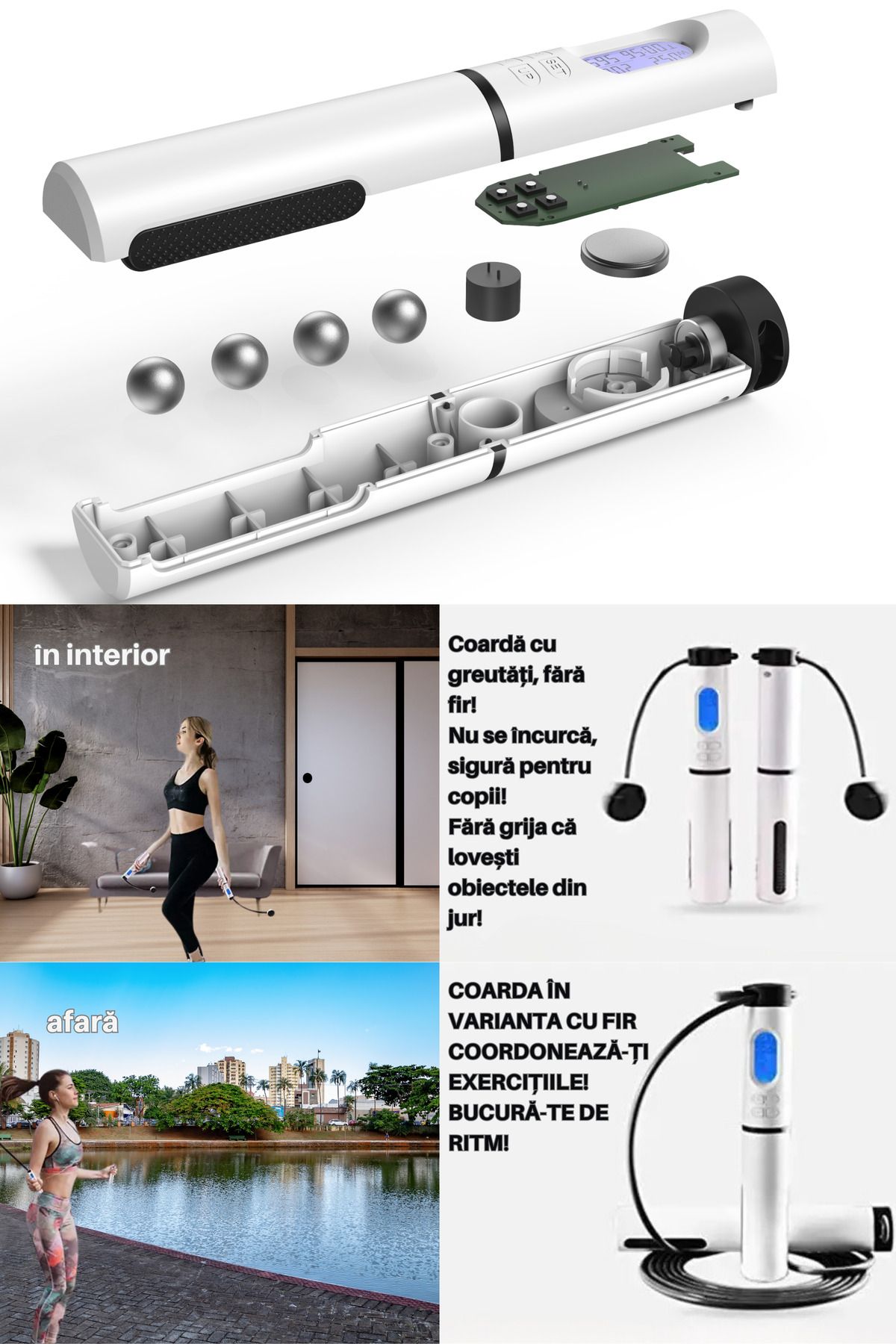 clickzu-Smart Jump Rope With Digital Counter & Removable Weights For Cardio, 4