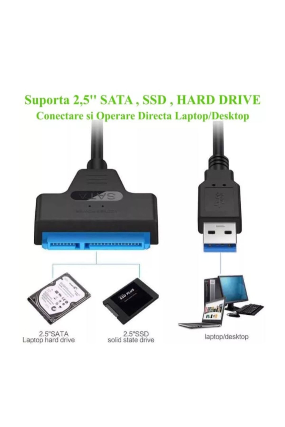 varioshop-USB 3.0 to SATA Adapter VarioShop®, For HDD/SSD, Plug and play, Compatible with Window/MacBook/Lin 5