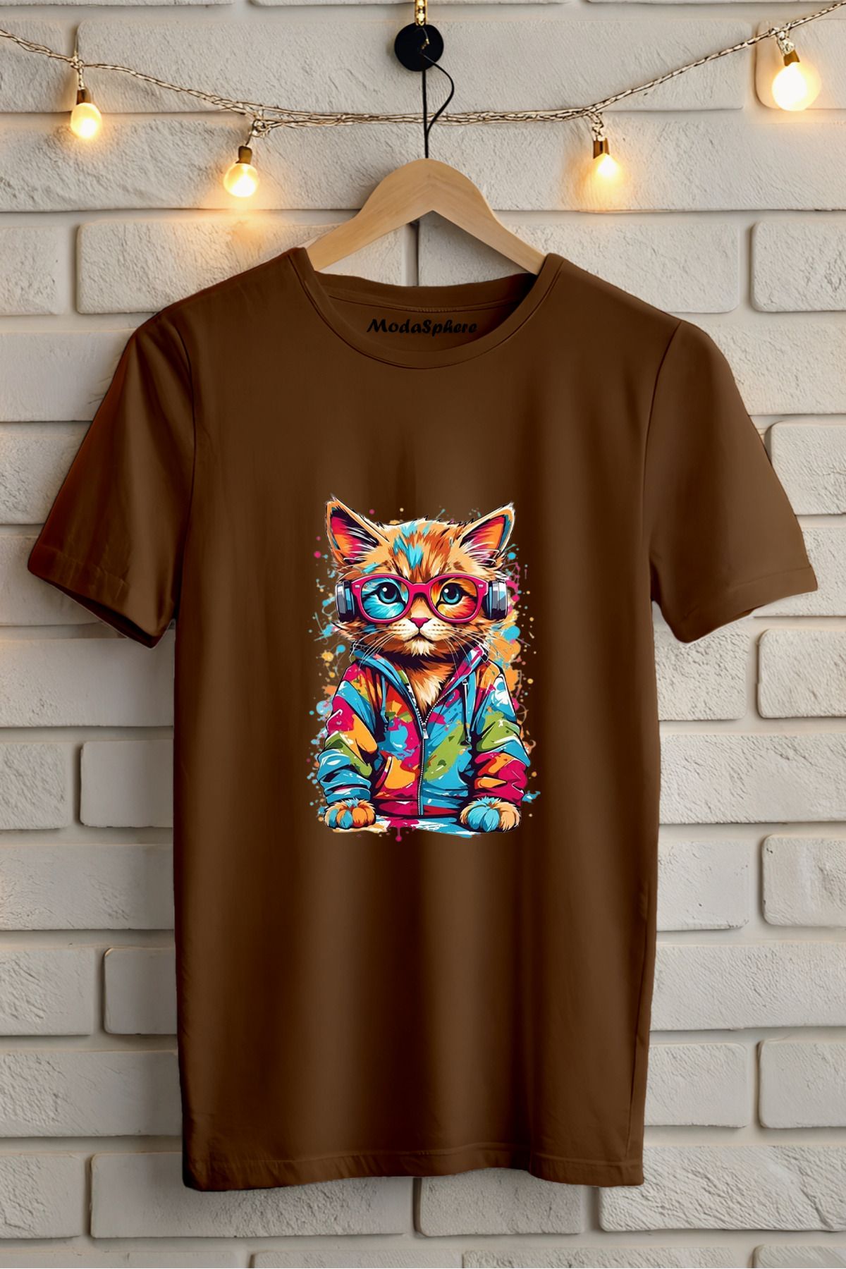 ModaSphere Kedi Baskılı Unisex Oversize Tişört