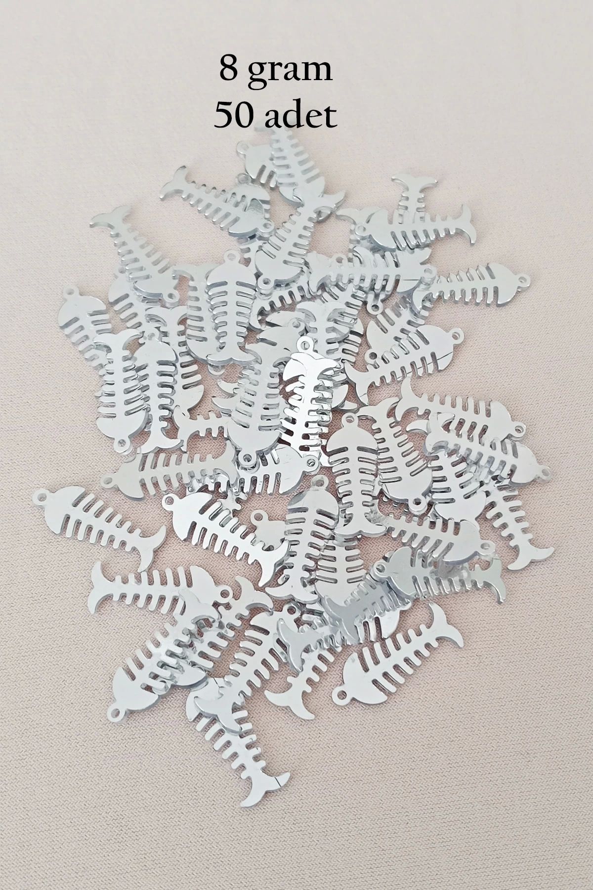 Royaleks Oya Abiye Bileklik Kolye Pleksi Metalik Plastik Pul Gümüş Renk 8 gram 50 adet - BNC529