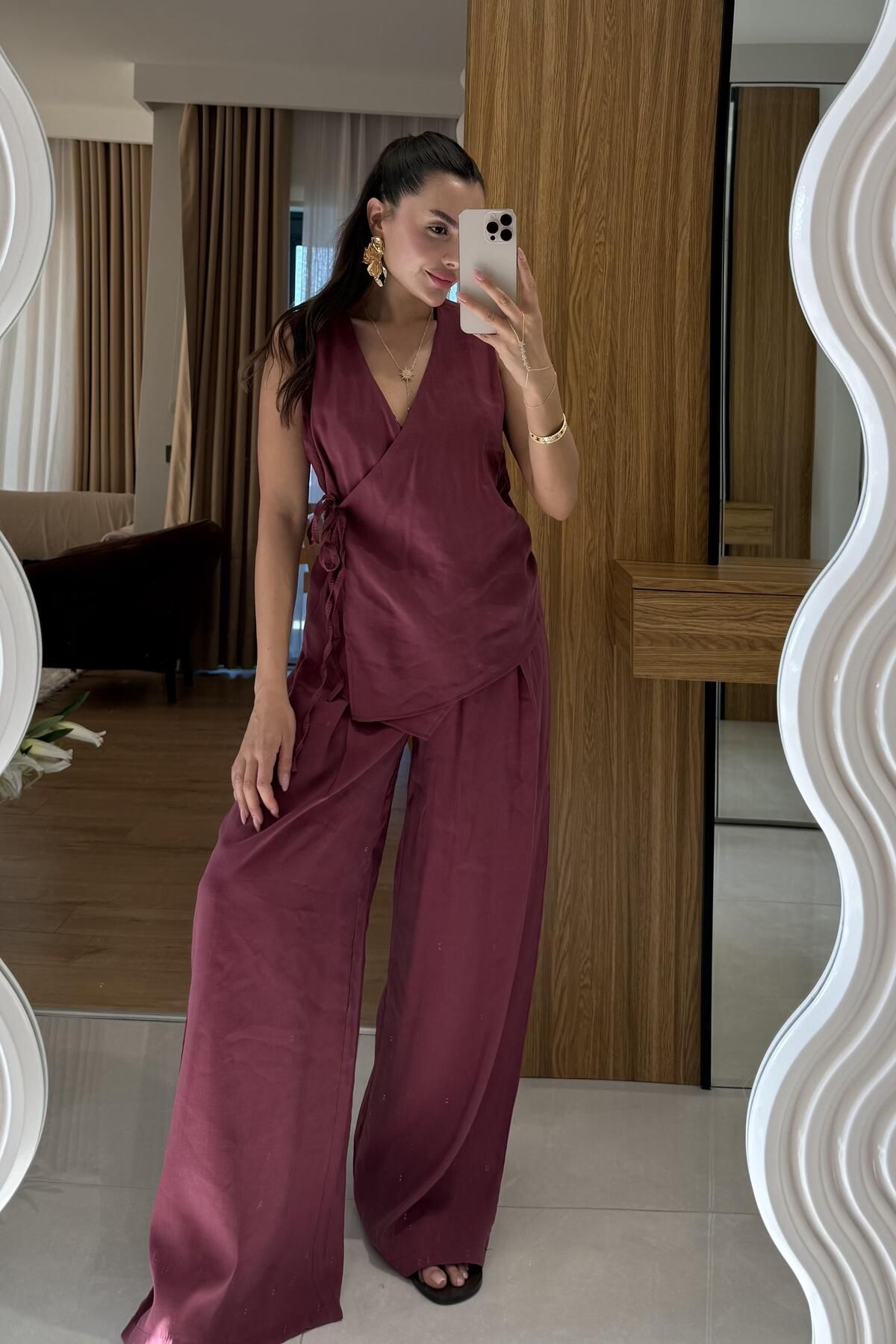 Gizem Ecemiş Lunea Bordo Bağlamalı Takım