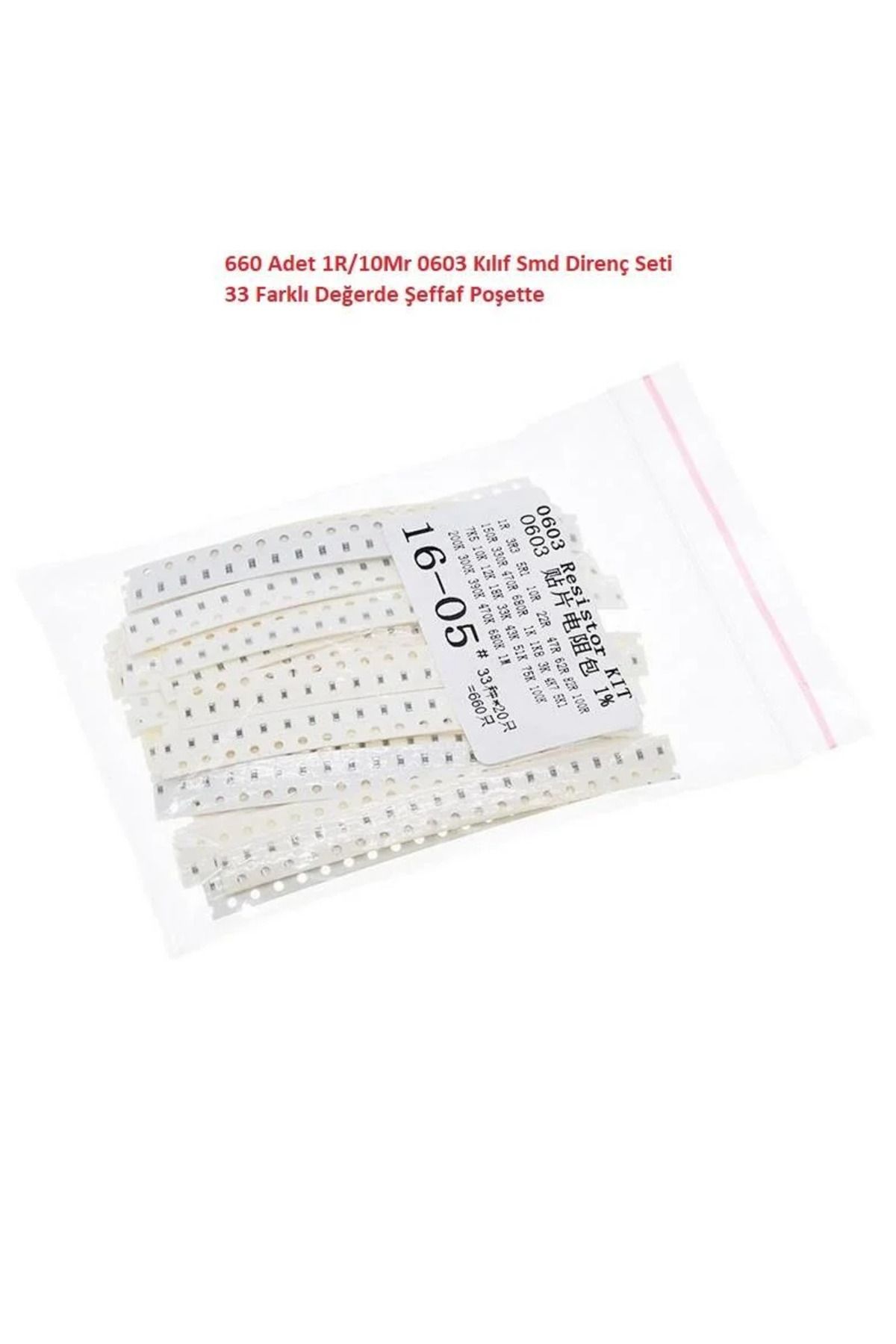 Arduino 660 Adet 1R/1Mr 0603 Kılıf Smd Direnç Seti %1 33 Farklı Değerde Şeffaf Poşette